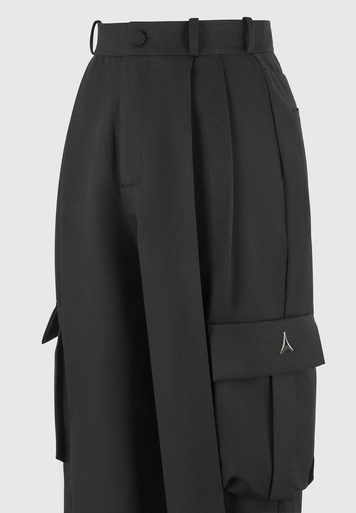 Danielle - Tailored Pleated Cargo Trousers - Black - Image 7