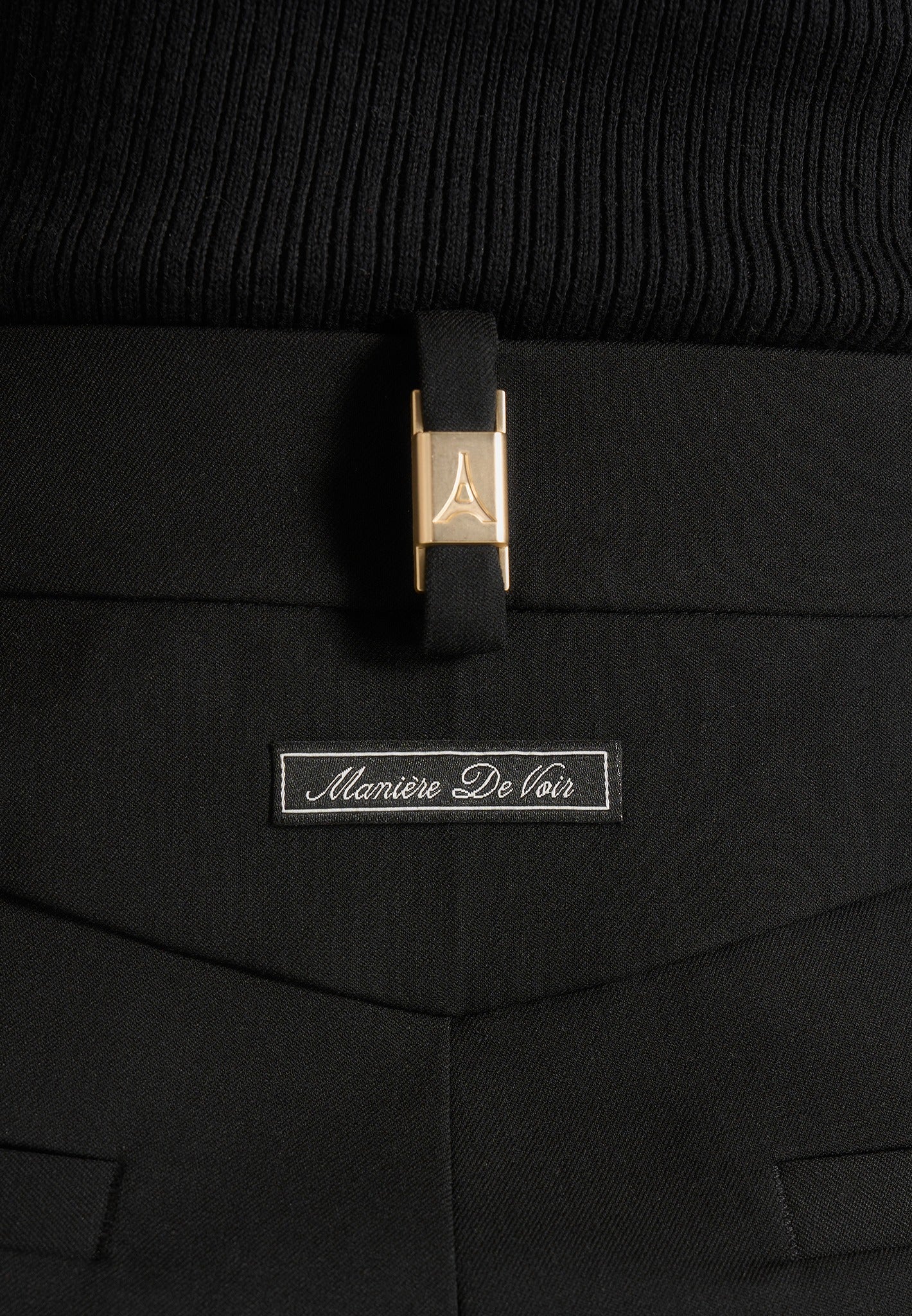 Darlene - Turn Up Detail Tailored Twin Pleat Trousers - Black - Image 5