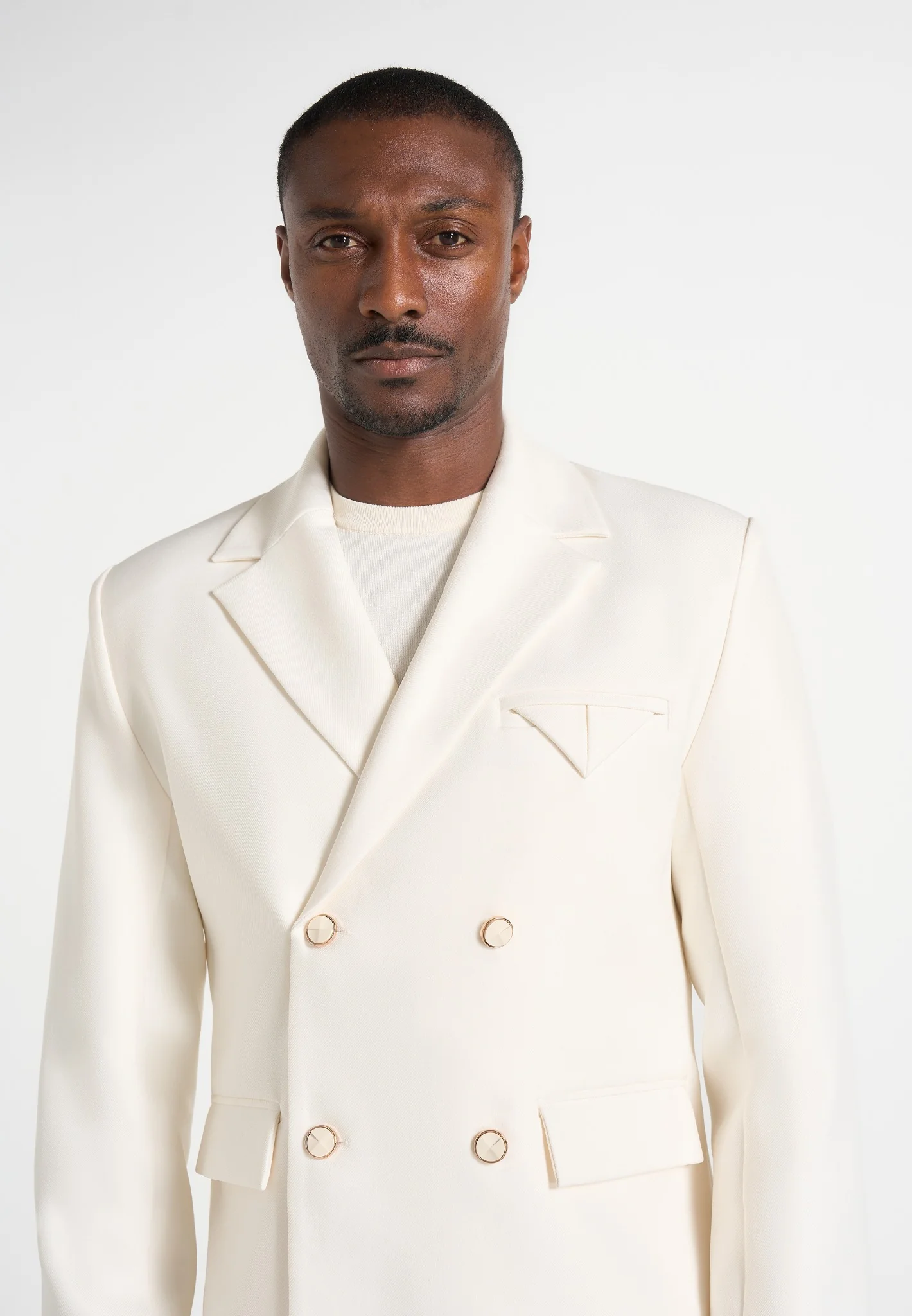Didier - Double Breasted Tailored Suit Blazer - Off White - Image 3