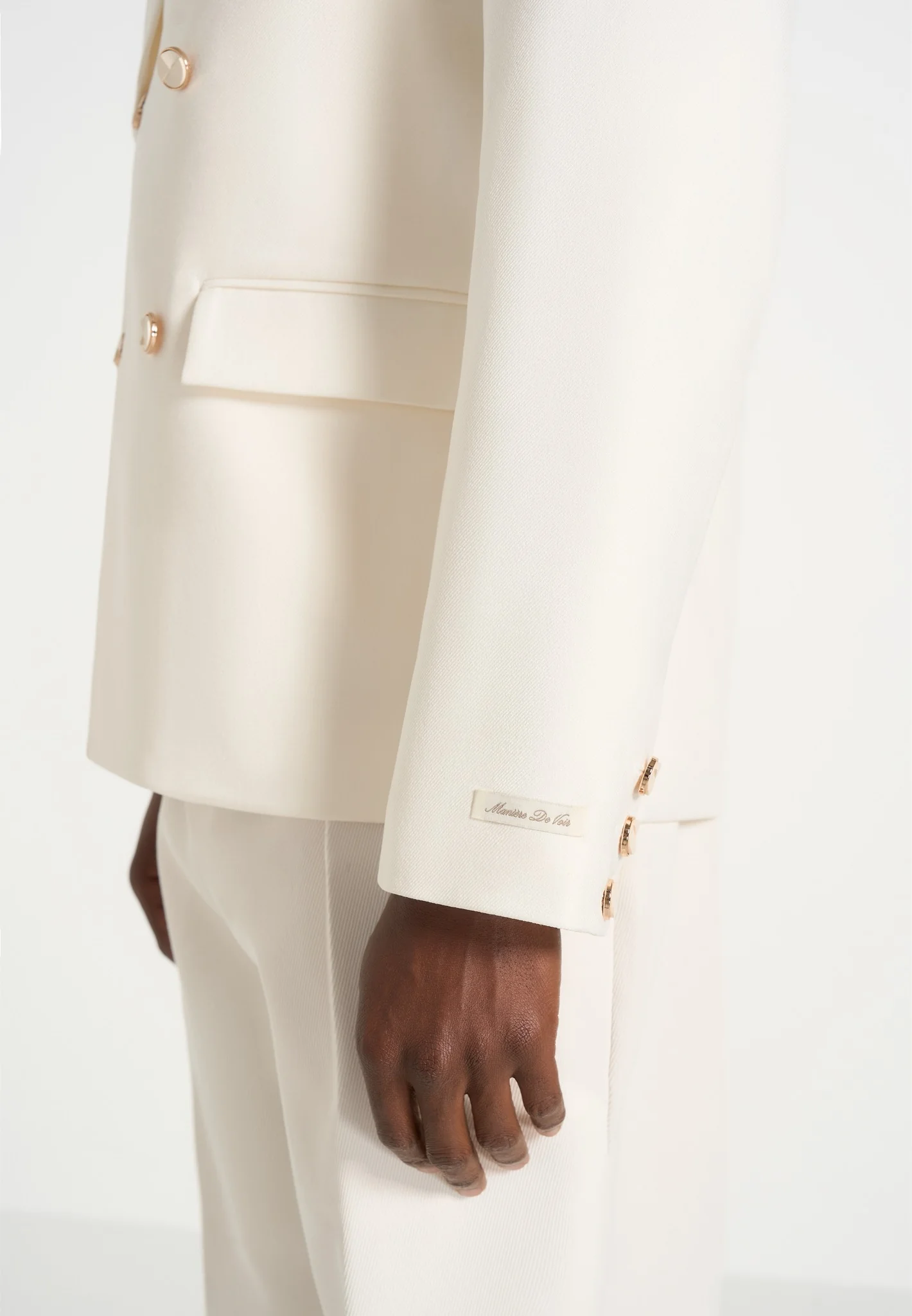 Didier - Double Breasted Tailored Suit Blazer - Off White - Image 4