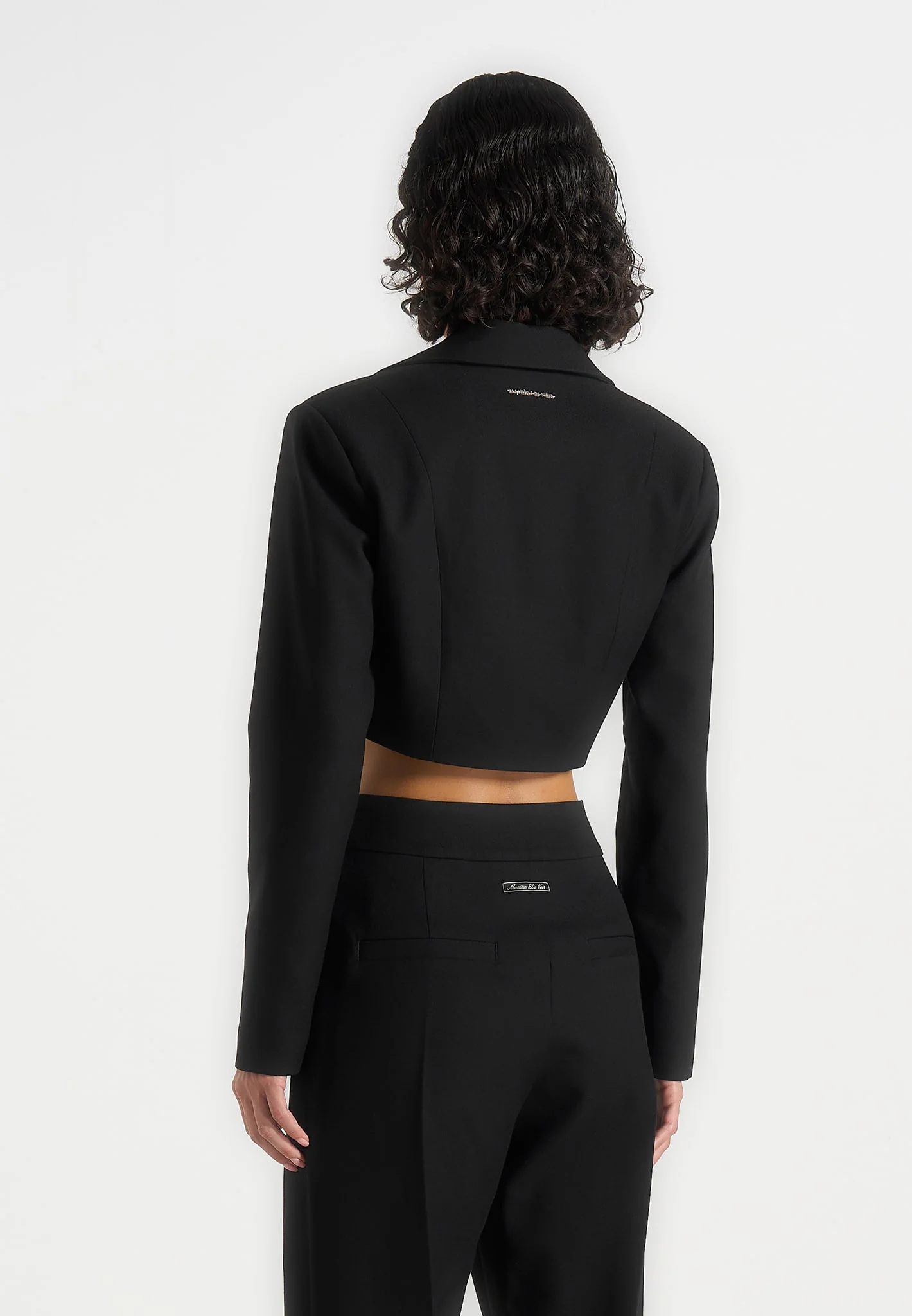 Dina - Asymmetric Cropped Blazer - Black - Image 3