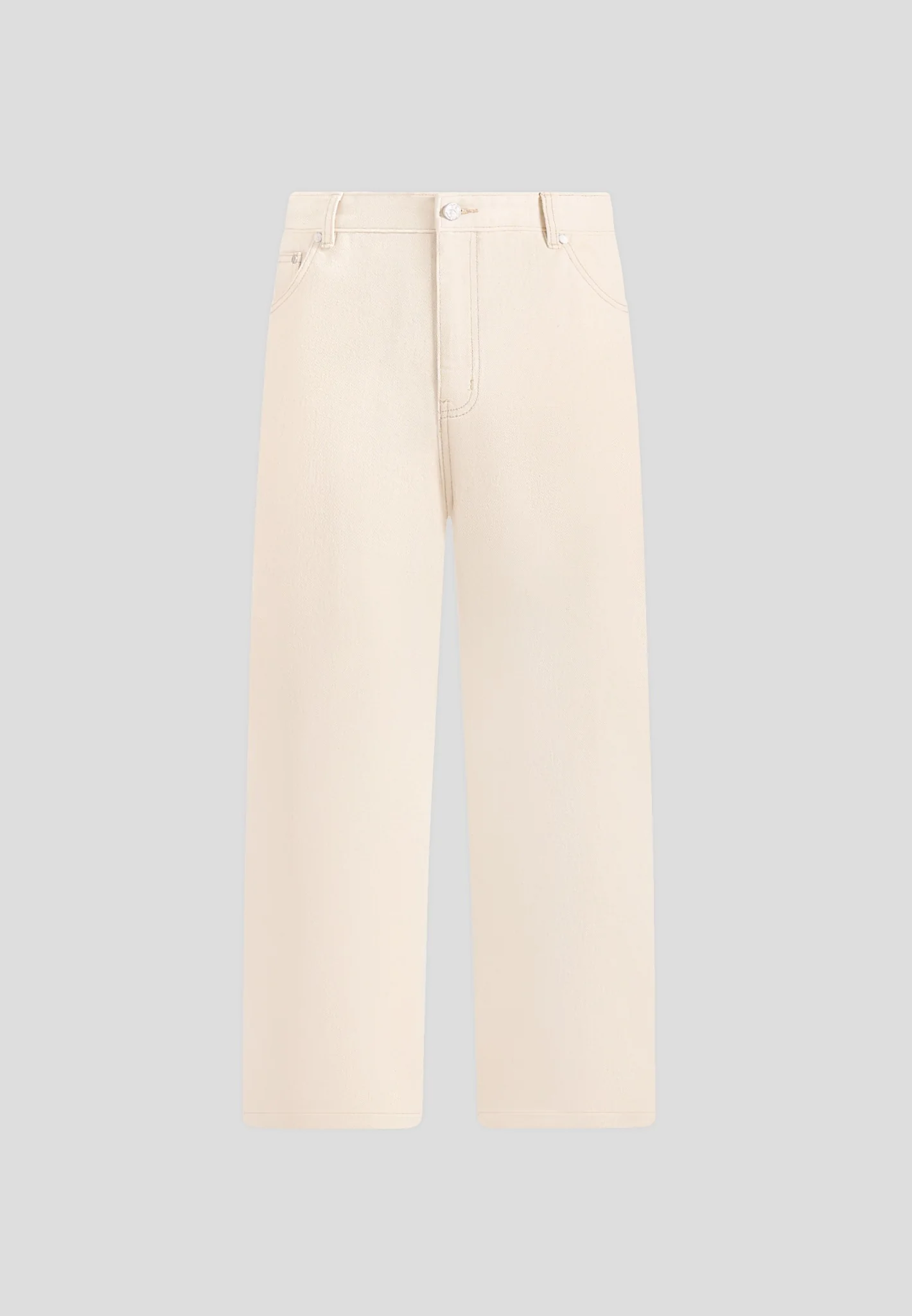 DN002 - Relaxed Fit Denim Jeans - Cream - Image 5