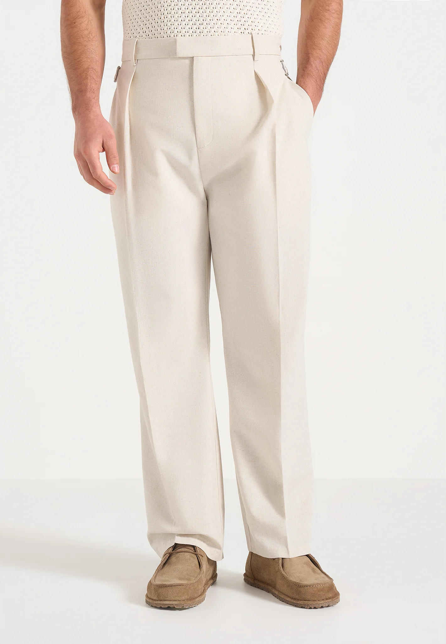 Dorian - Pleated Linen Trousers - Natural