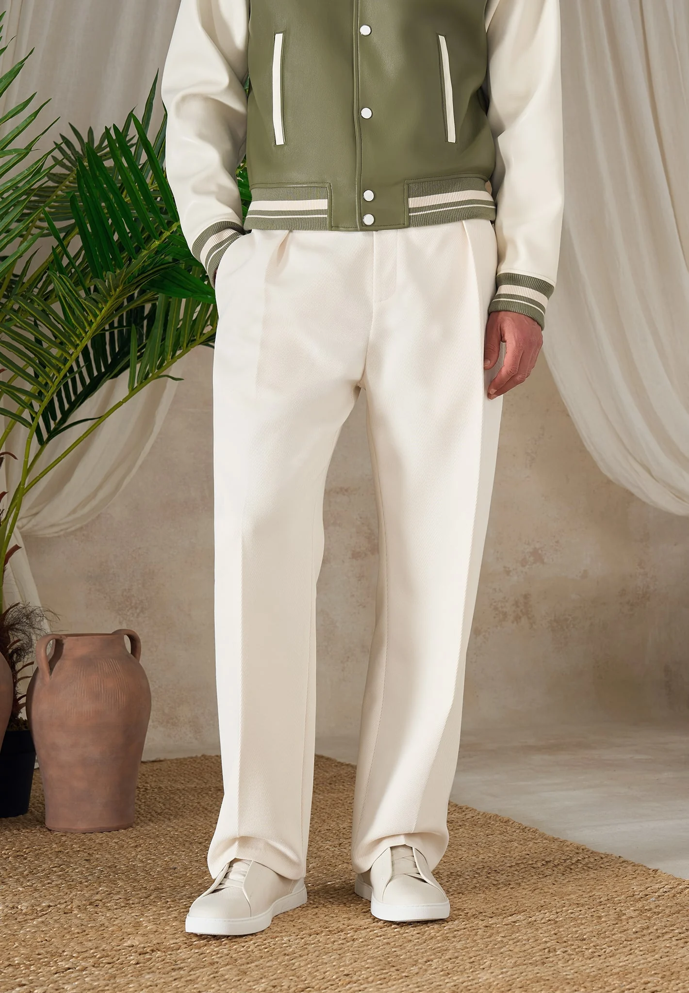 Dorian - Pleated Tailored Trousers - Cream - Image 7