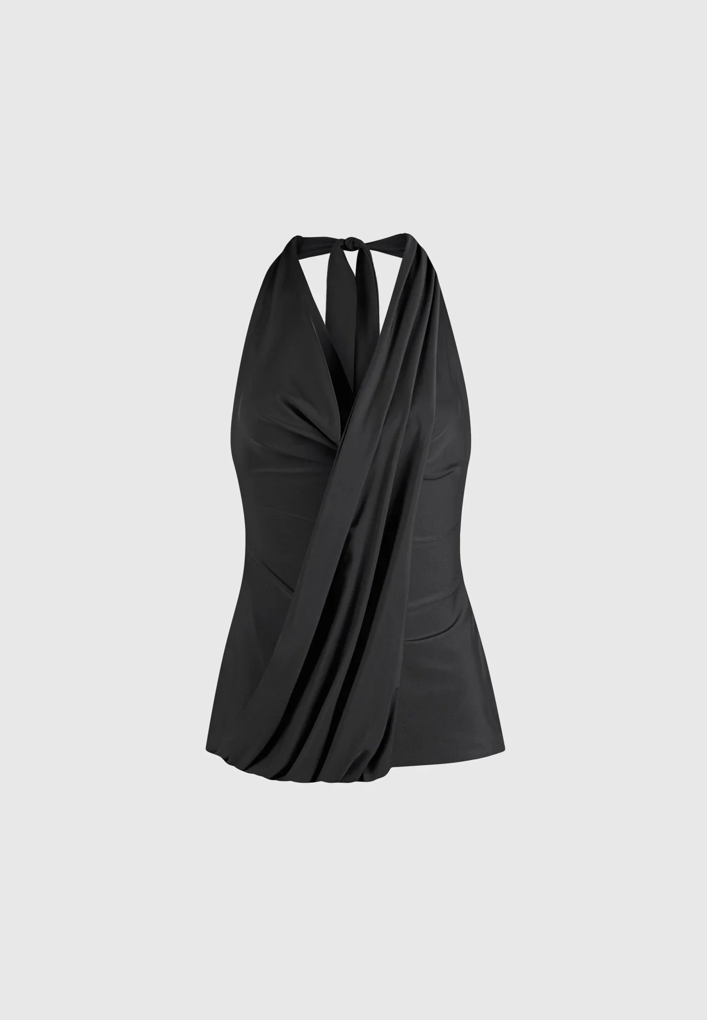 Draped Halterneck Top - Black - Image 5
