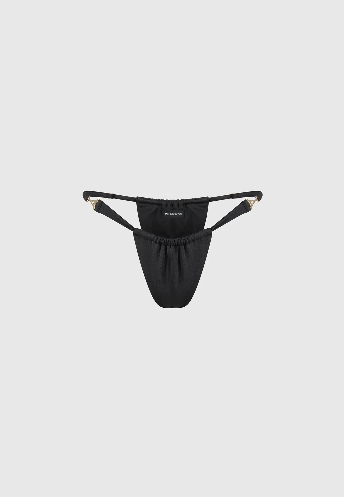 Eiffel Ruched Bikini Bottoms - Black - Image 6