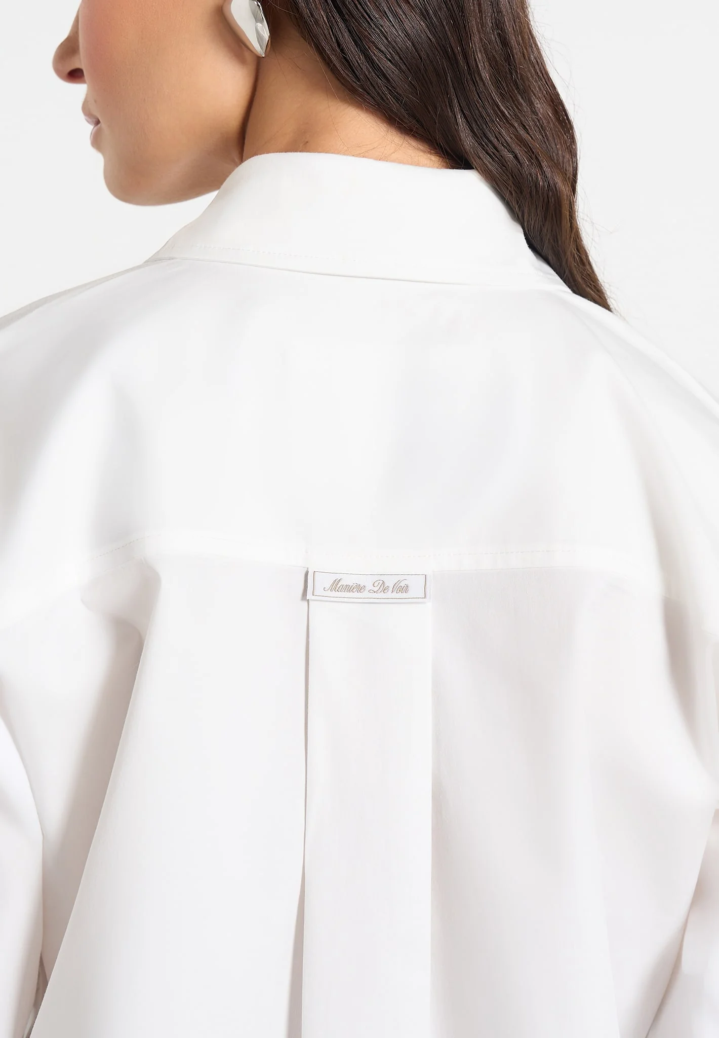 Eleni - Cropped Shirt With Balloon Sleeves - White - Image 3