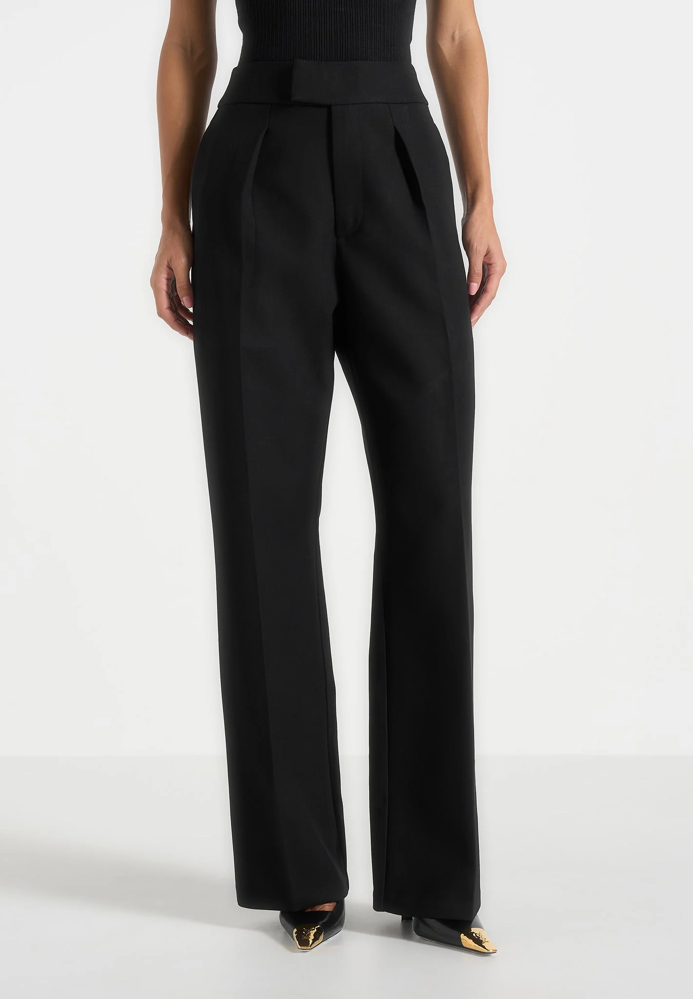 Elsa - High Waisted Tailored Trousers - Black