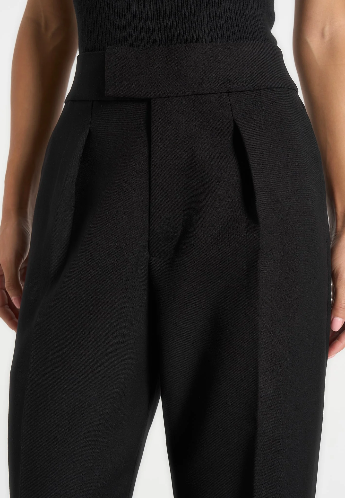 Elsa - High Waisted Tailored Trousers - Black - Image 3