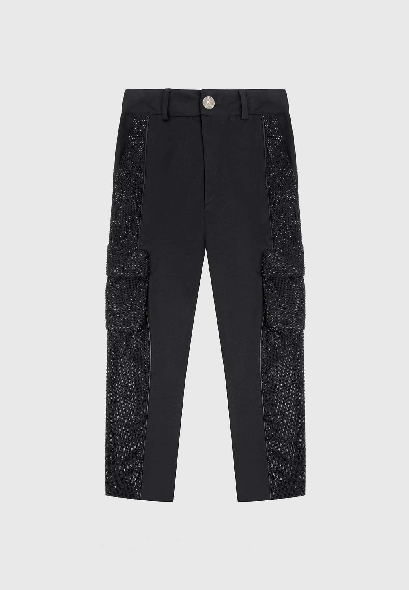 Rhinestone Contour Cargo Pants - Black - Image 4