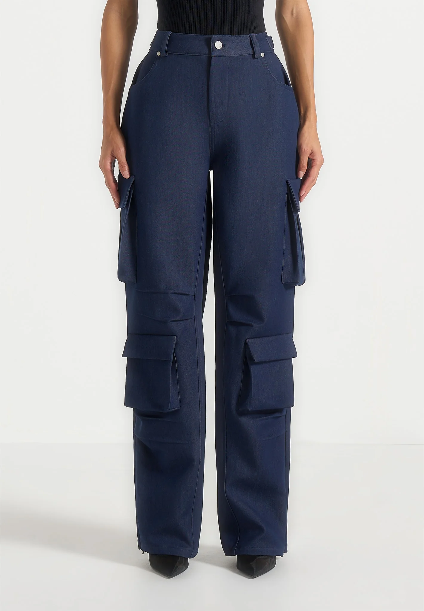 Emilie - High Waisted Cargo Pants - Indigo - Image 2