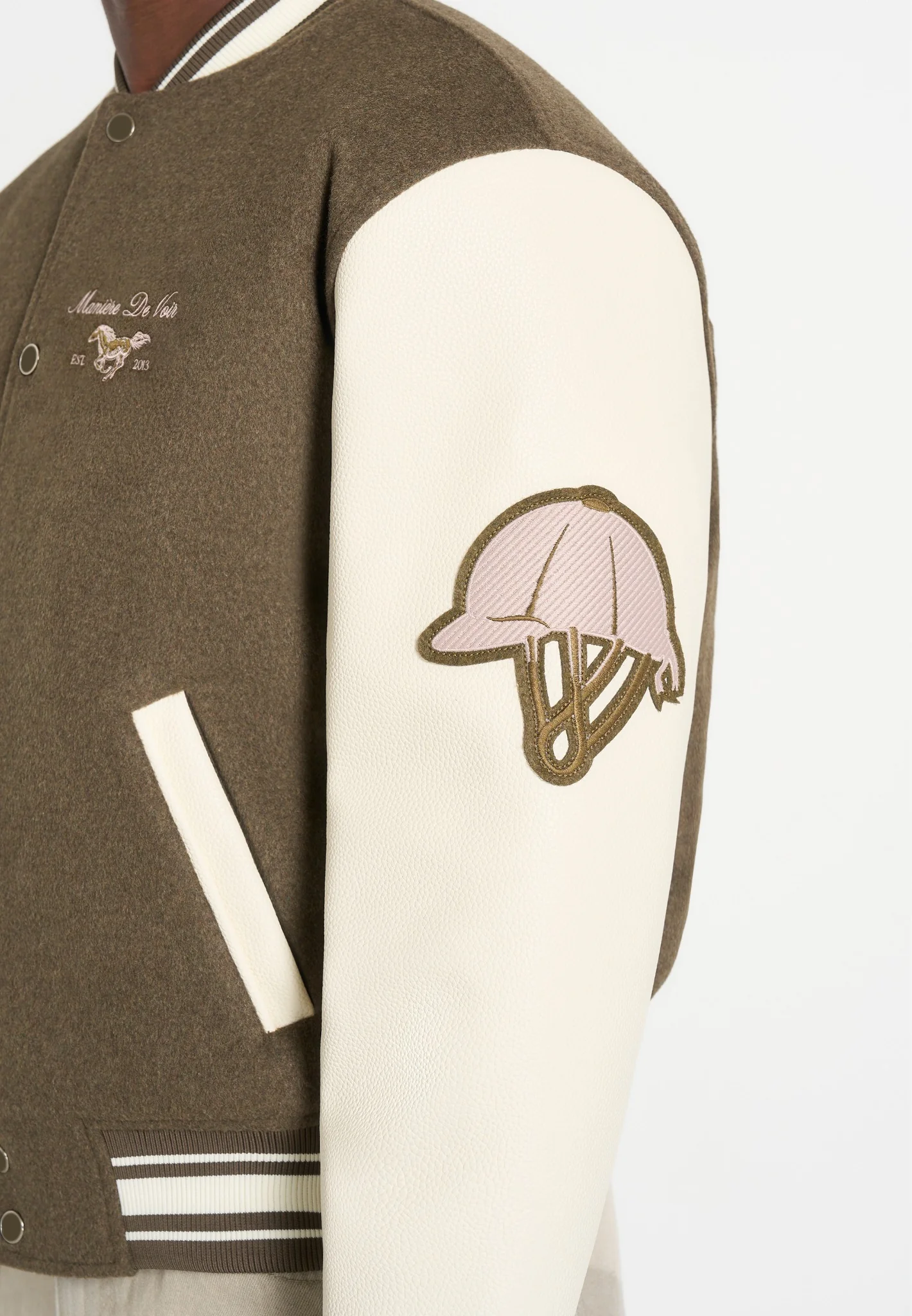 Equestrian Wool-Blend Varsity Jacket - Olive - Image 4