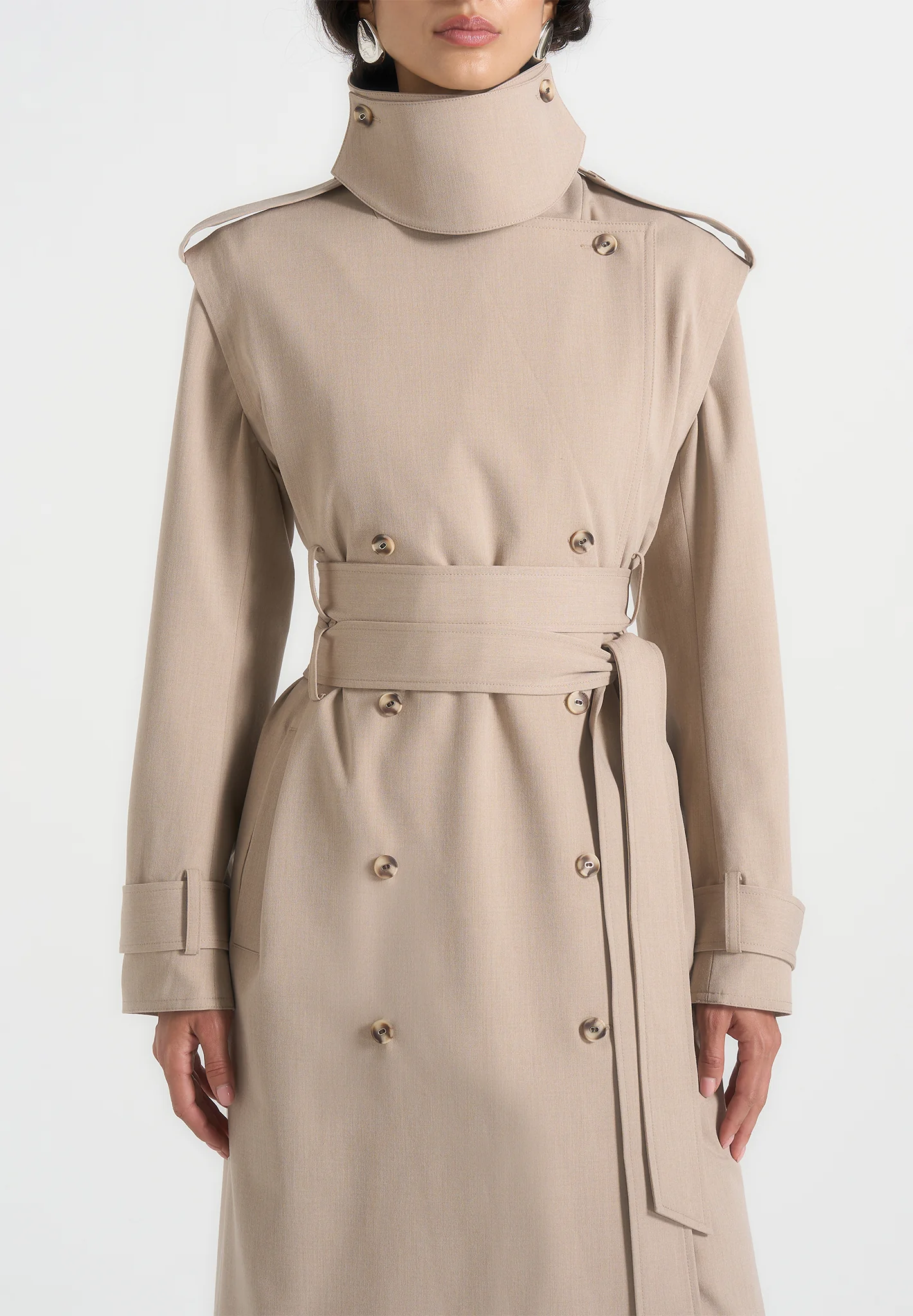 Esther - Trench Coat With Double Belt - Beige - Image 3