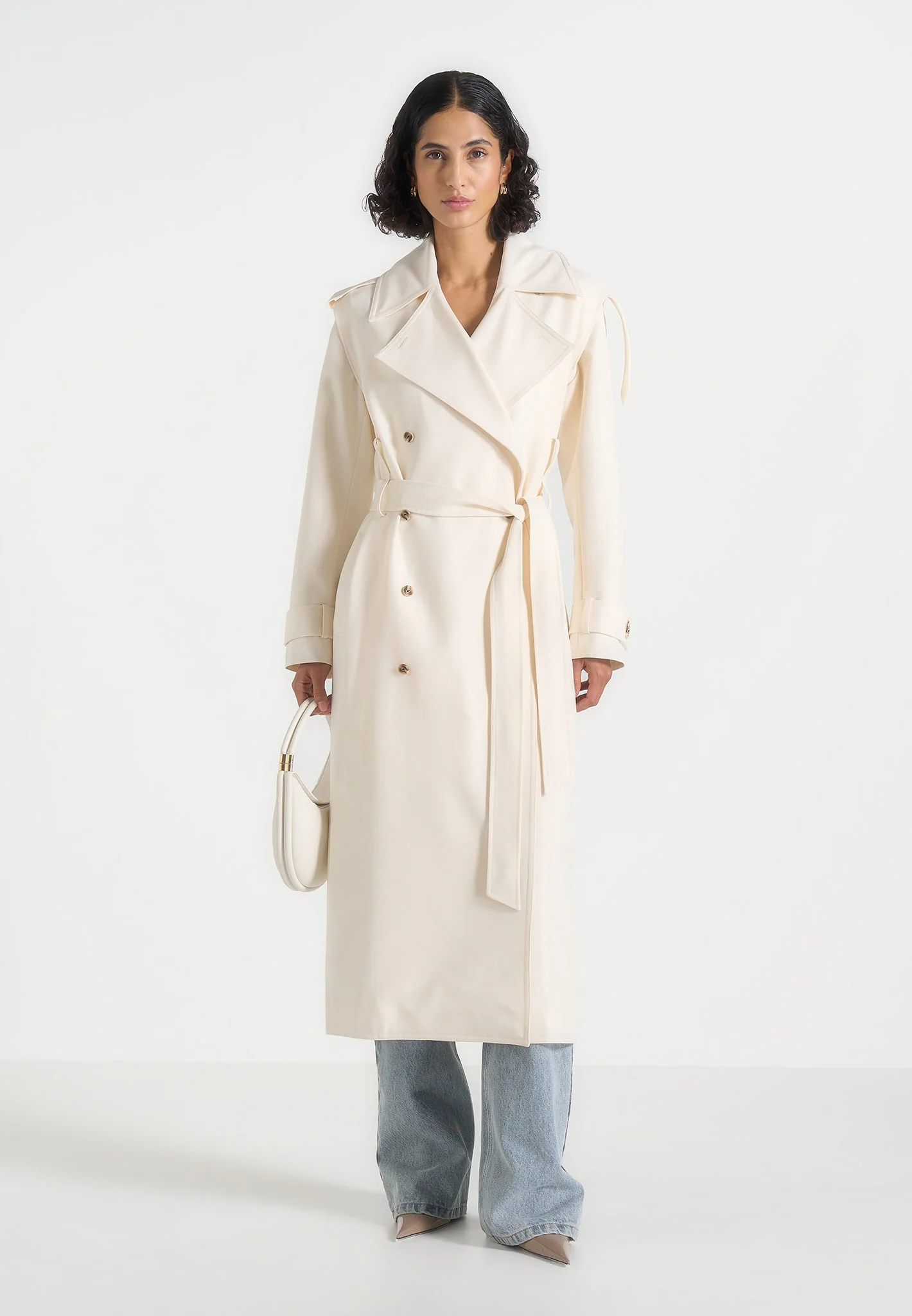 Esther - Trench Coat With Double Belt - White