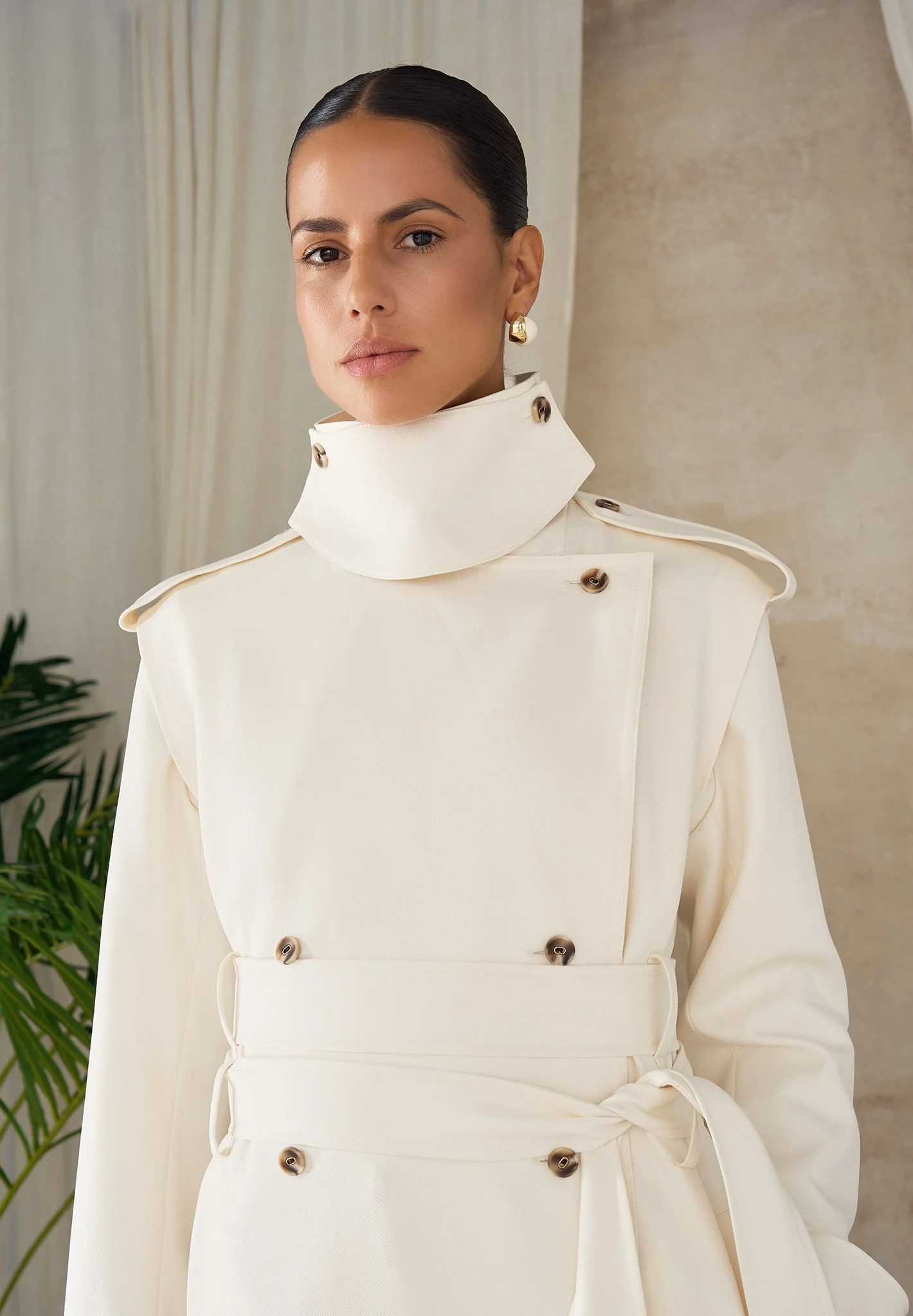 Esther - Trench Coat With Double Belt - White - Image 10