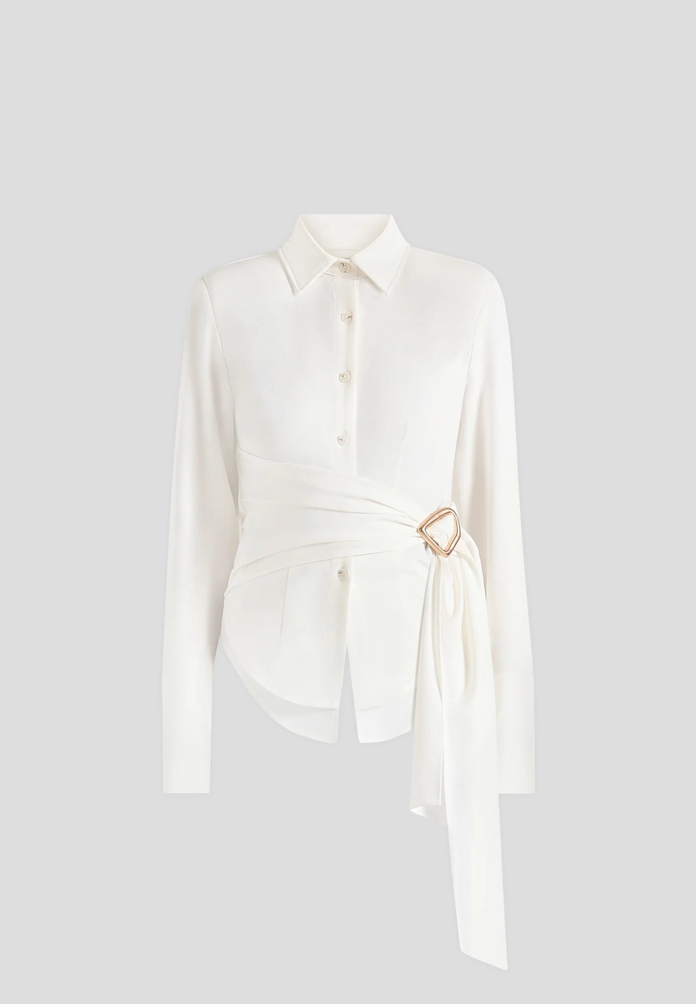 Fia - Wrap Shirt With Hardware Detail - White - Image 6