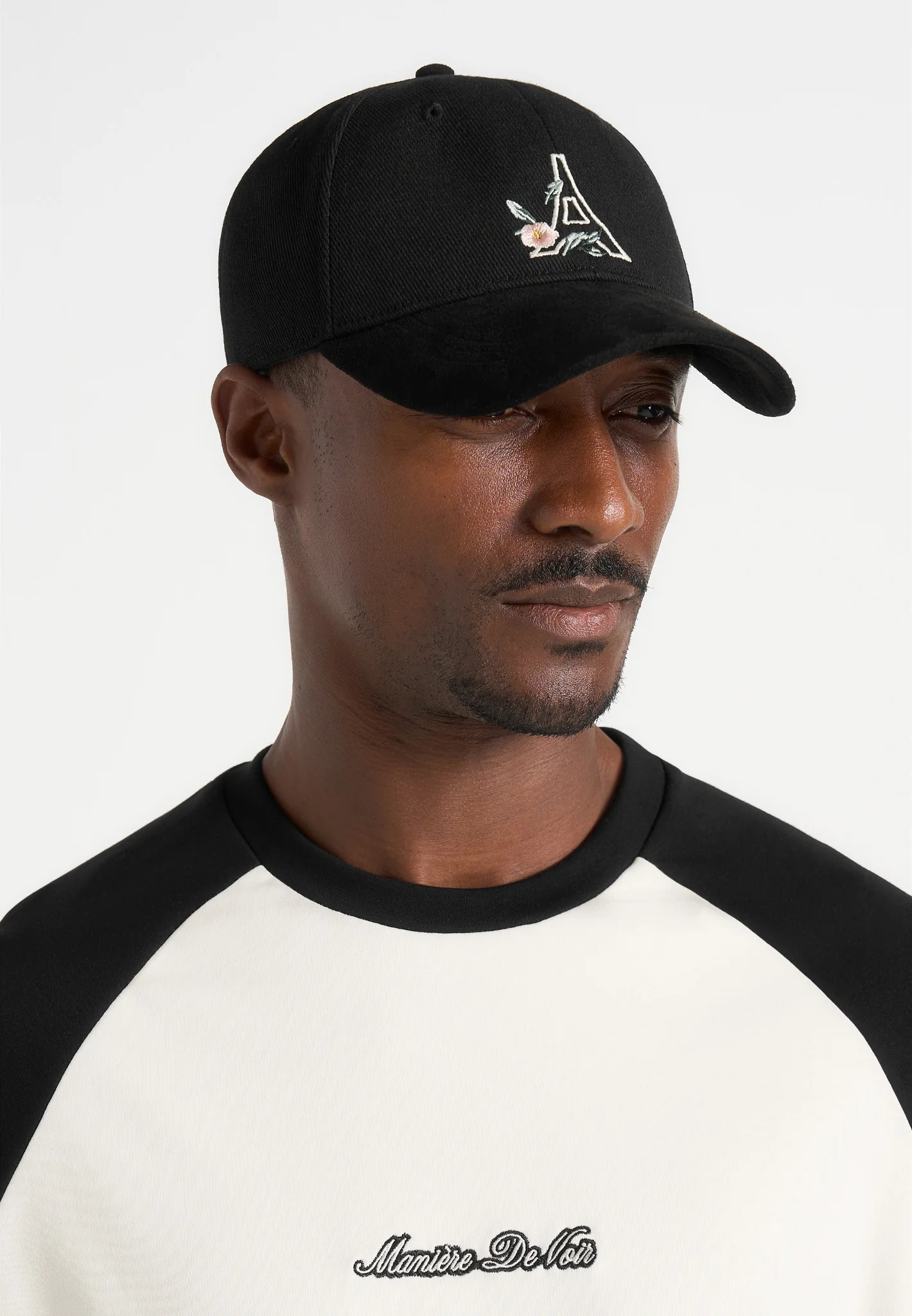 Floral Eiffel Suede Contrast Cap - Black - Image 3