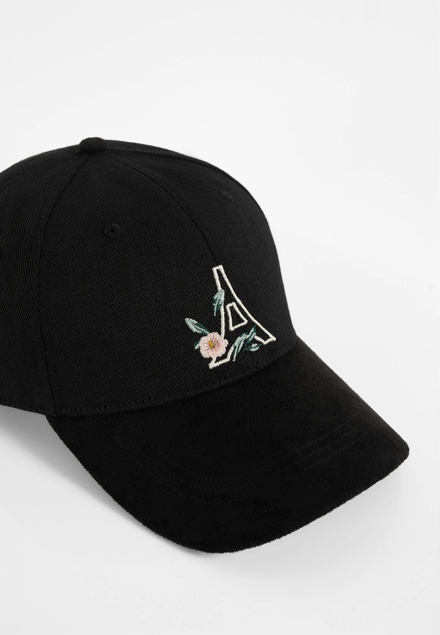 Floral Eiffel Suede Contrast Cap - Black - Image 4