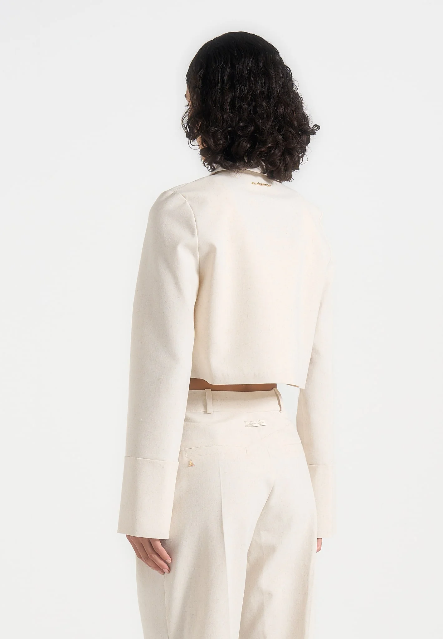 Florine - Linen Pintuck Cropped Shirt - Natural - Image 4