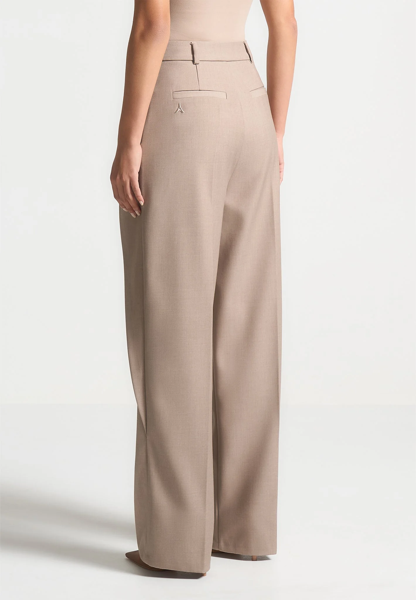 Foldover Tailored Trousers with D-Ring Belt - Beige - Image 3