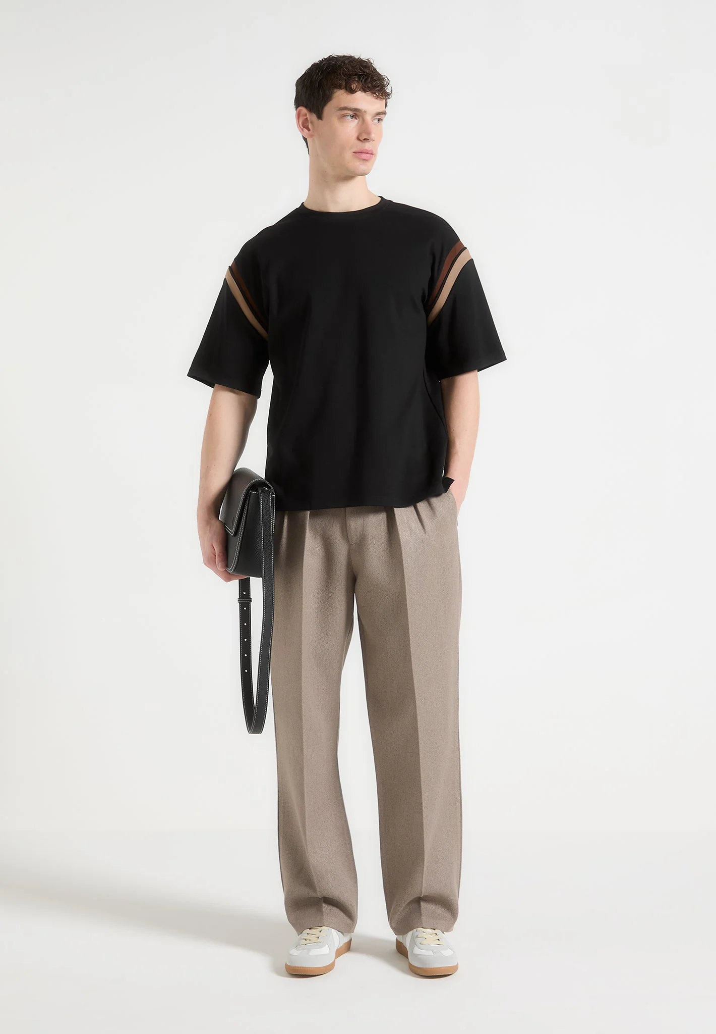Georges - Varsity Cotton T-Shirt - Black/Taupe