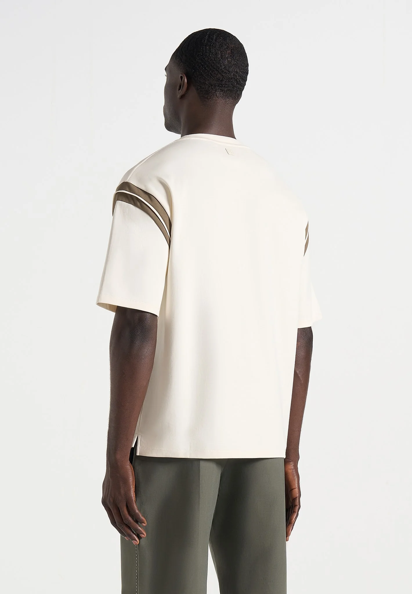 Georges - Varsity Cotton T-Shirt - Cream/Olive - Image 3