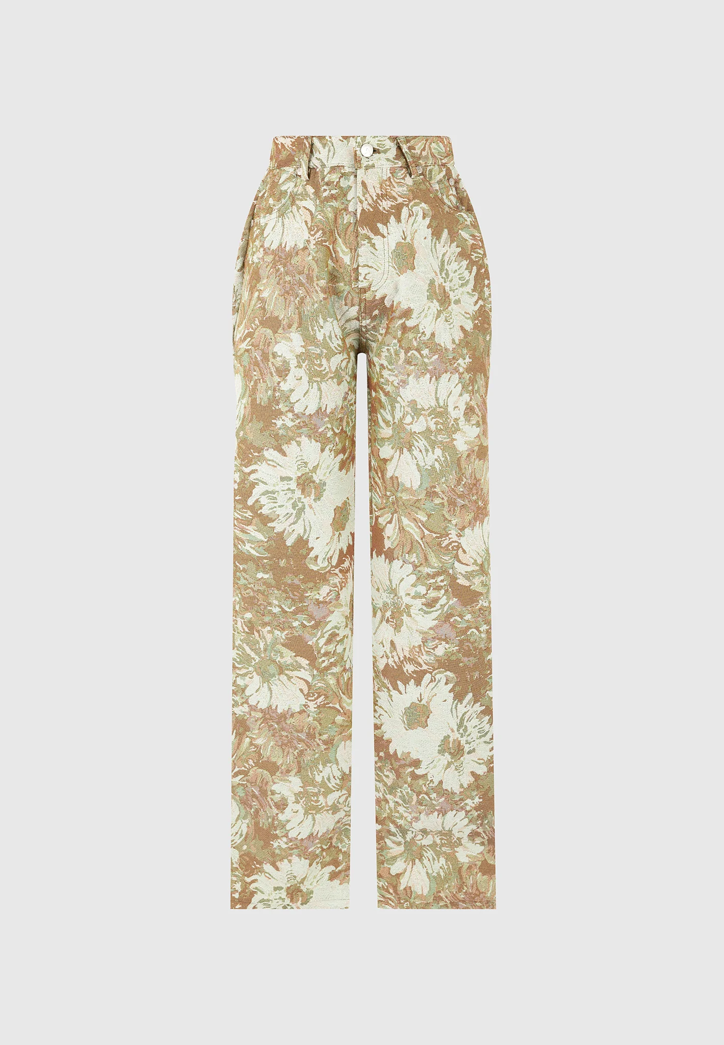 Gia - Jacquard High Rise Straight Leg Jeans - Sage - Image 7