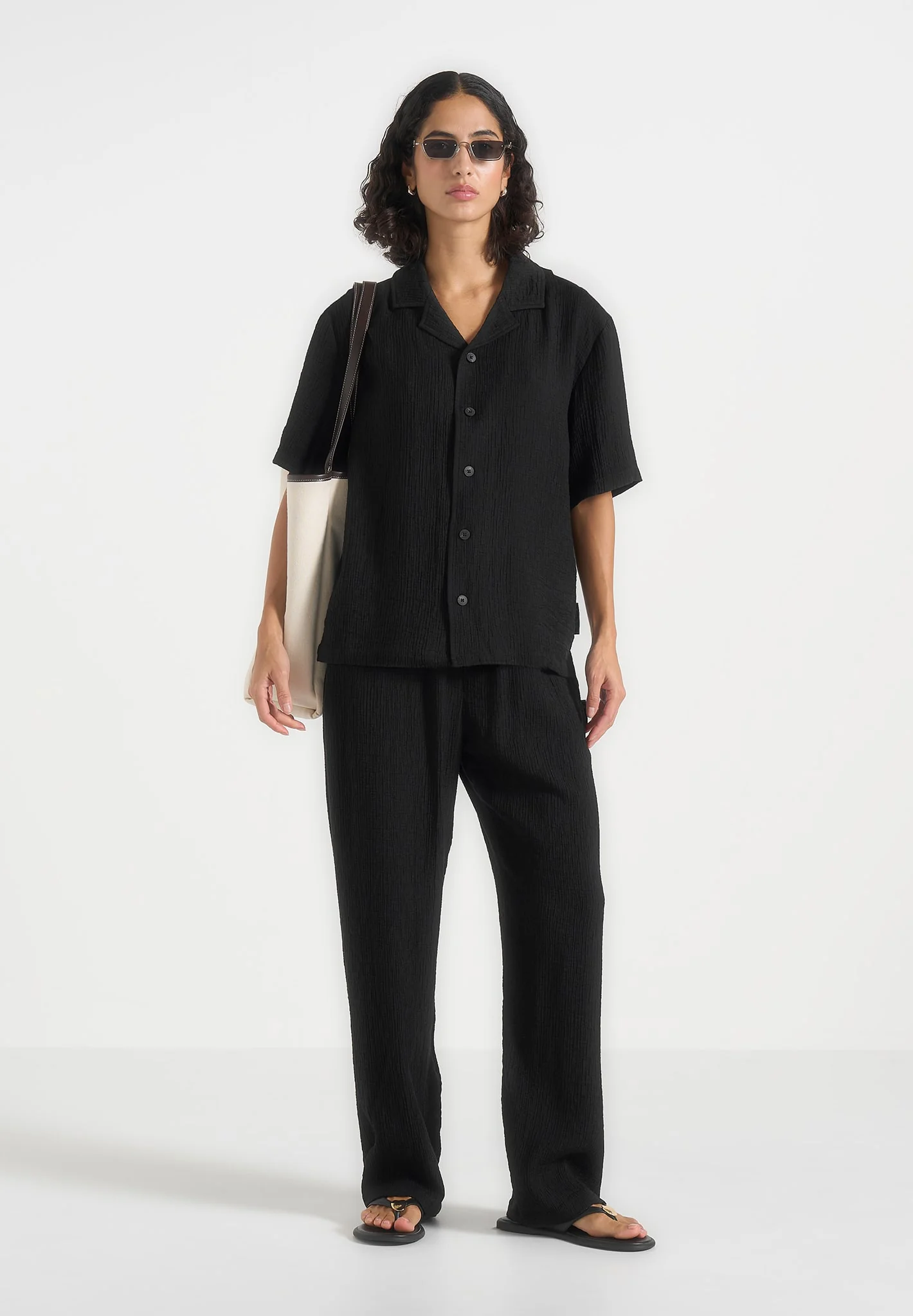 Harley - Unisex Textured Revere Shirt - Black - Image 3