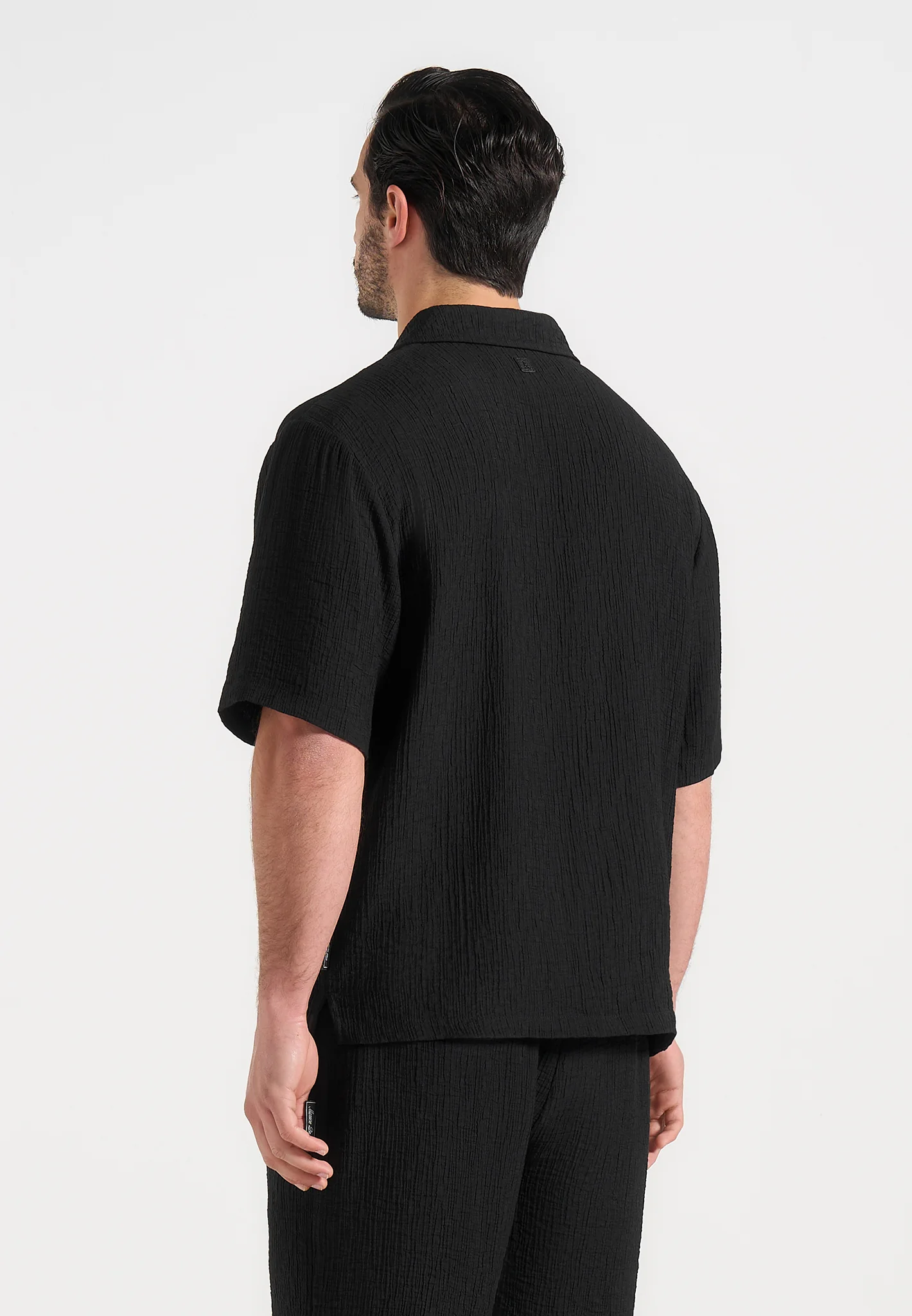 Harley - Unisex Textured Revere Shirt - Black - Image 5