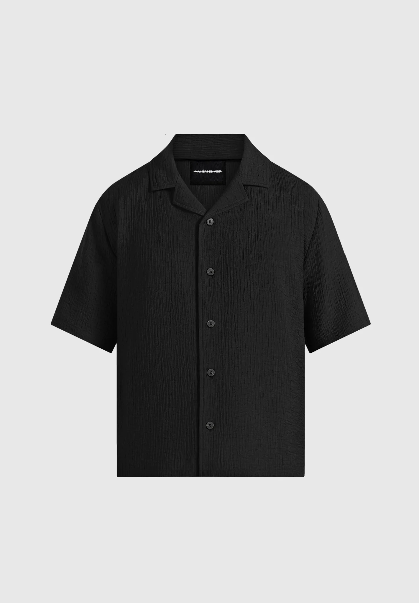 Harley - Unisex Textured Revere Shirt - Black - Image 9