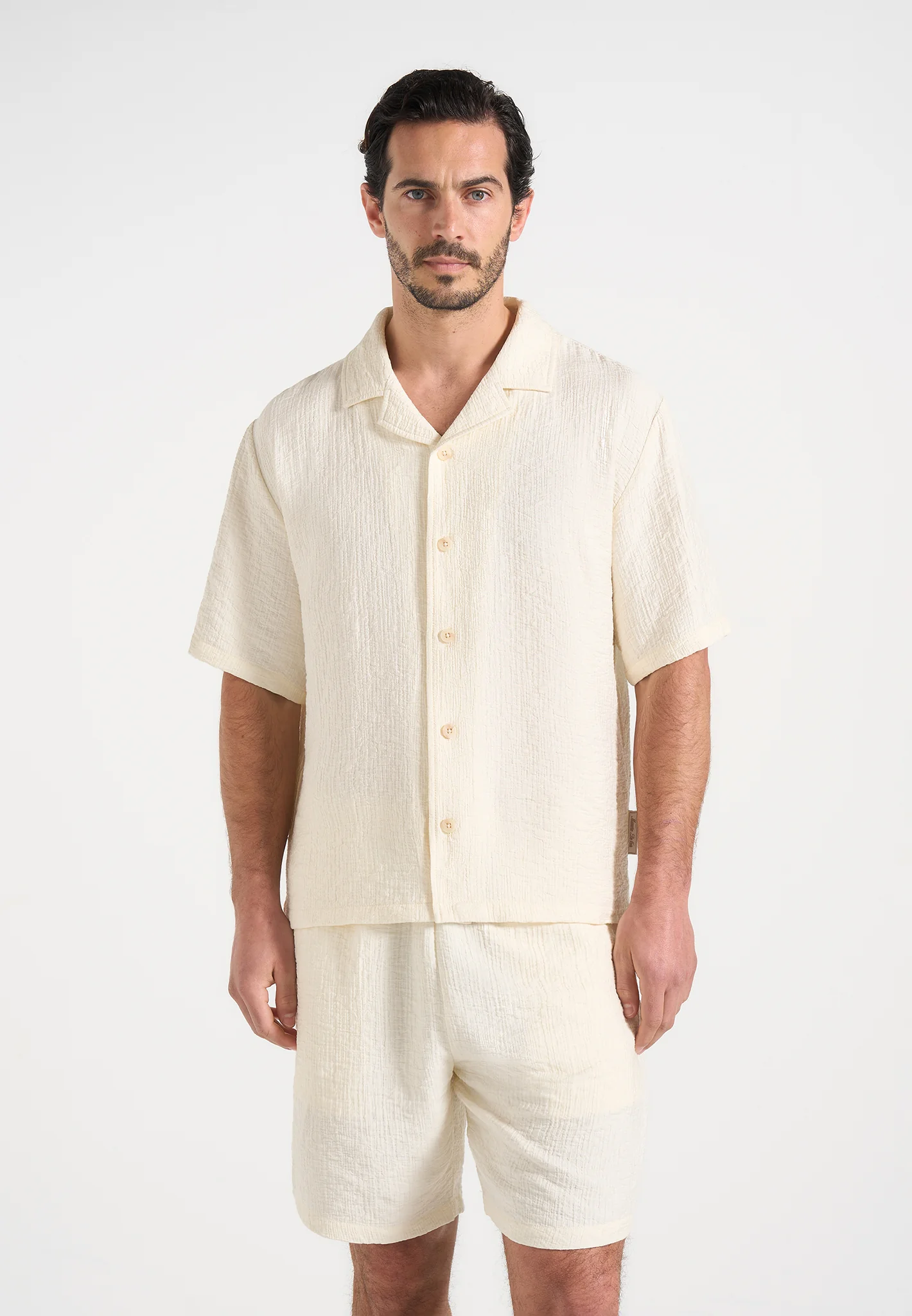 Harley - Unisex Textured Revere Shirt - Cream - Image 2