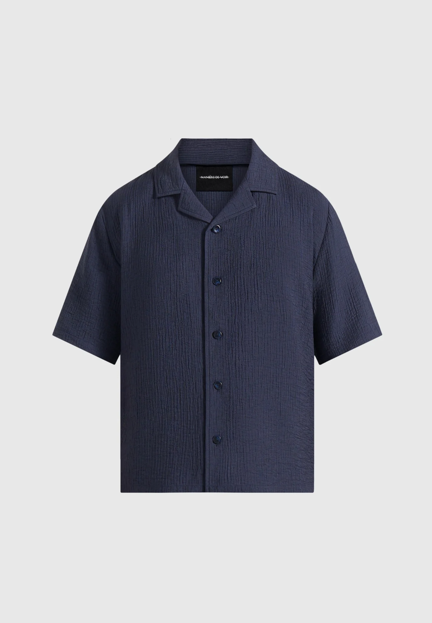 Harley - Unisex Textured Revere Shirt - Navy - Image 10