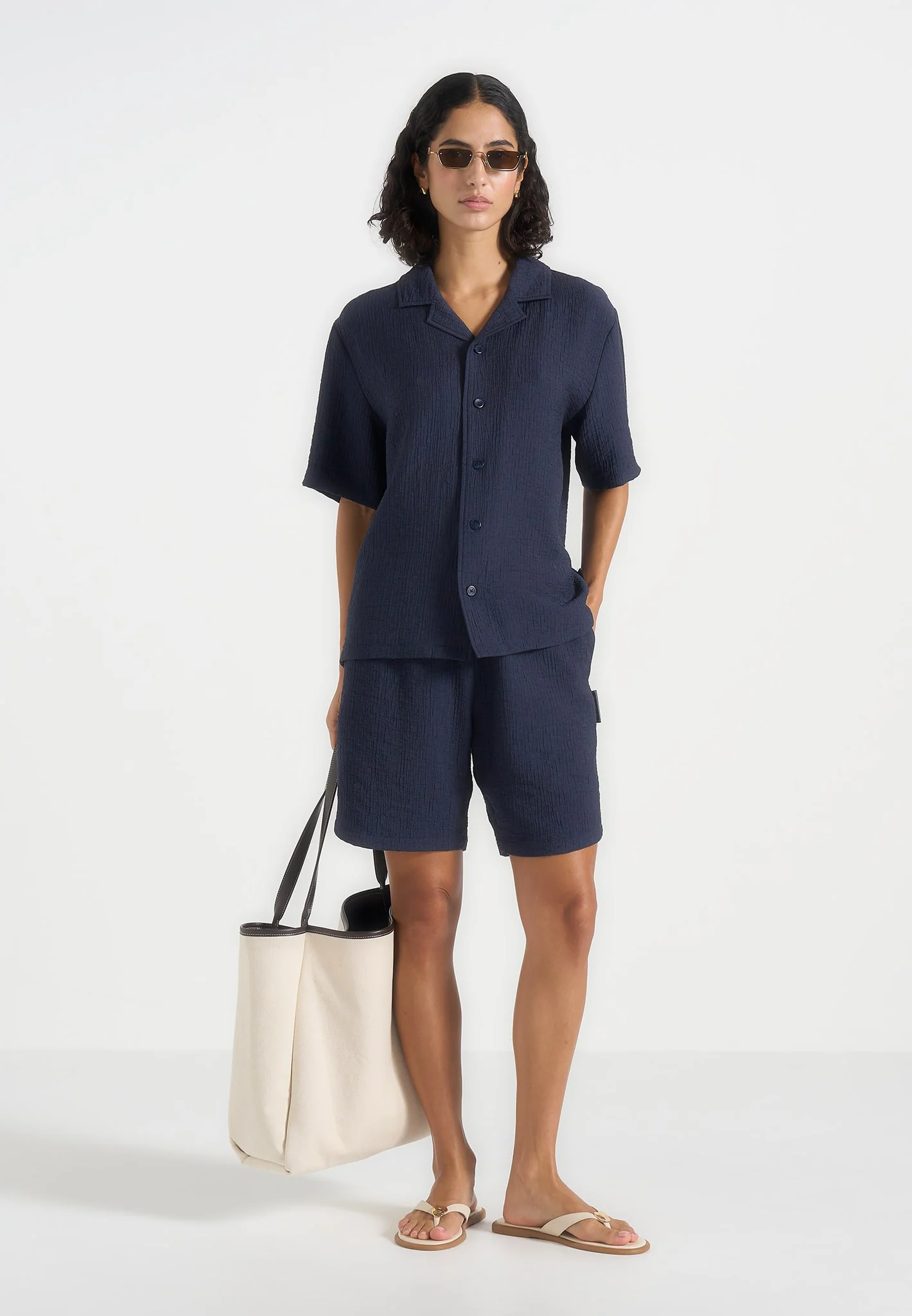 Harley - Unisex Textured Revere Shirt - Navy - Image 9