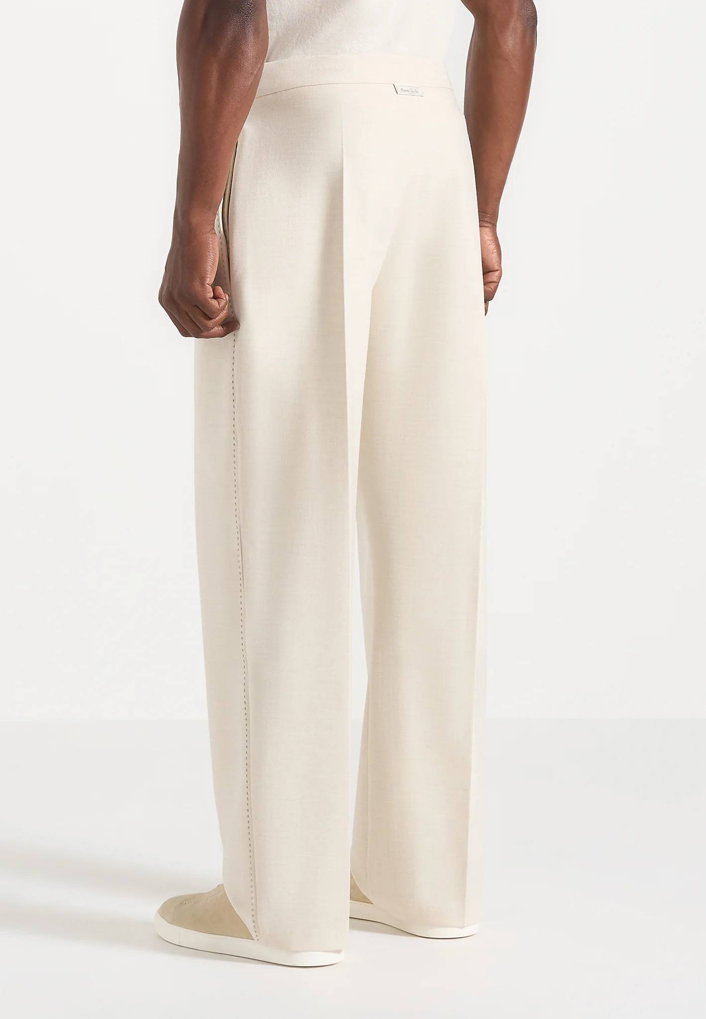 Henri - Foldover Trousers - Cream - Image 4