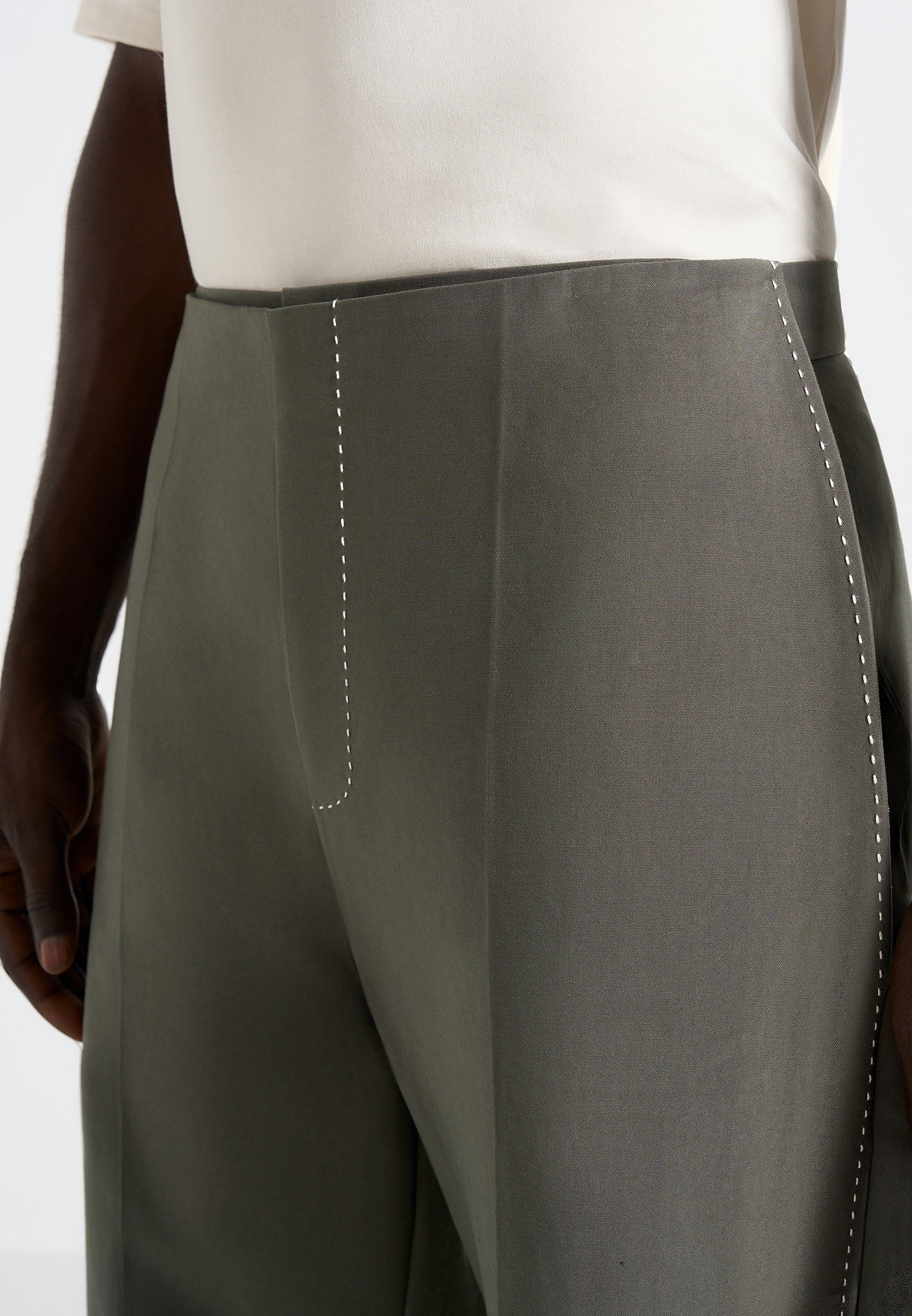 Henri - Foldover Trousers - Olive - Image 3