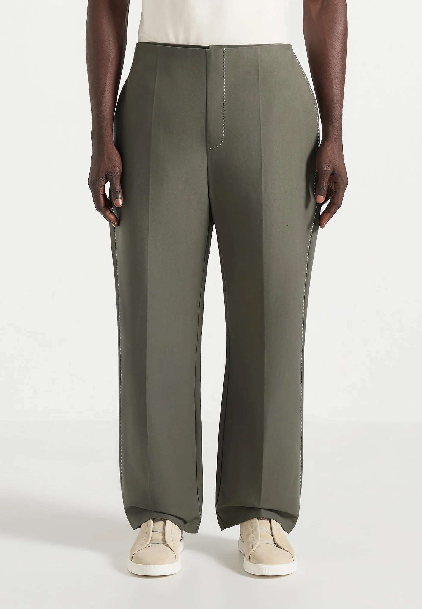 Henri - Foldover Trousers - Olive - Image 4