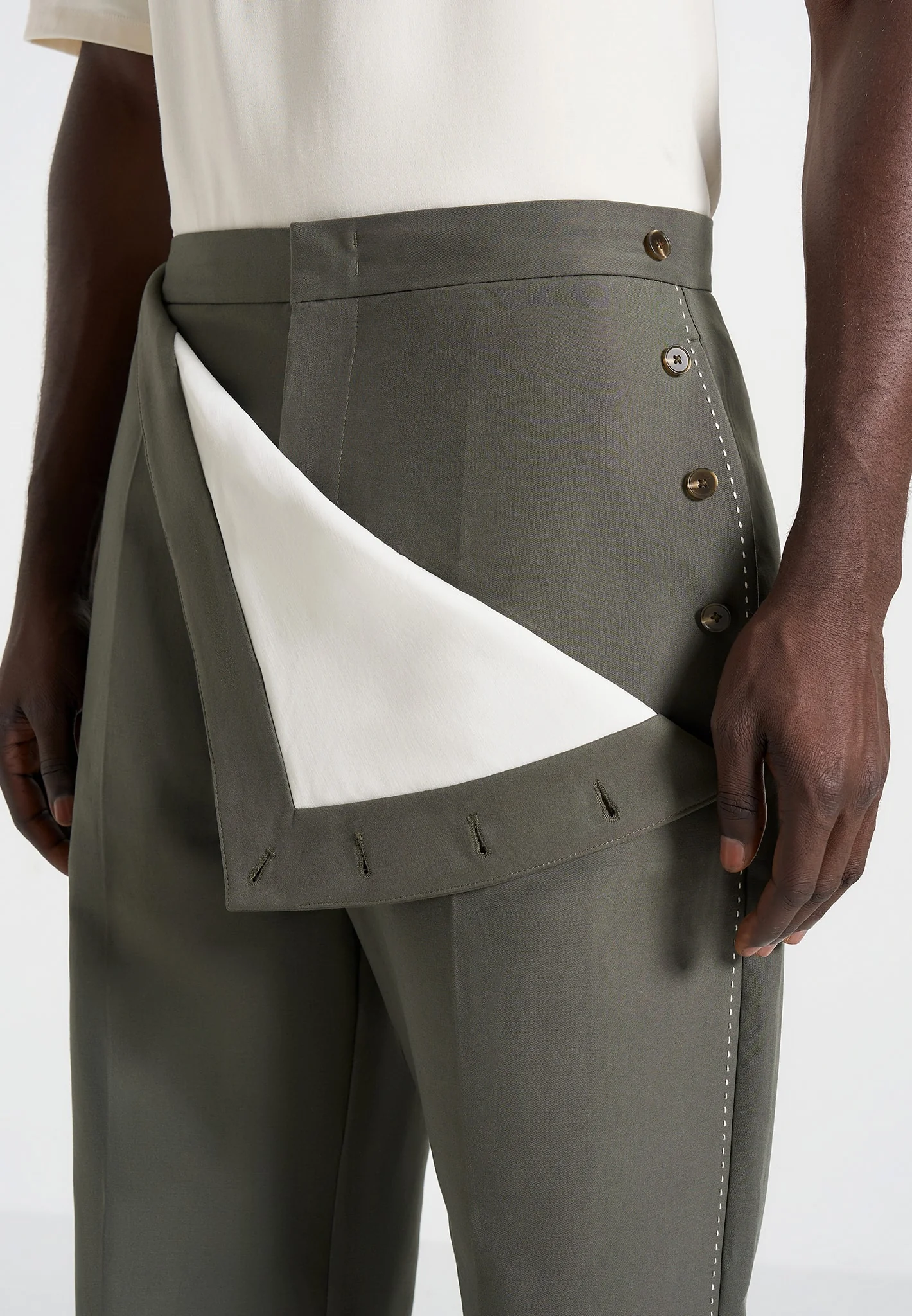 Henri - Foldover Trousers - Olive - Image 7
