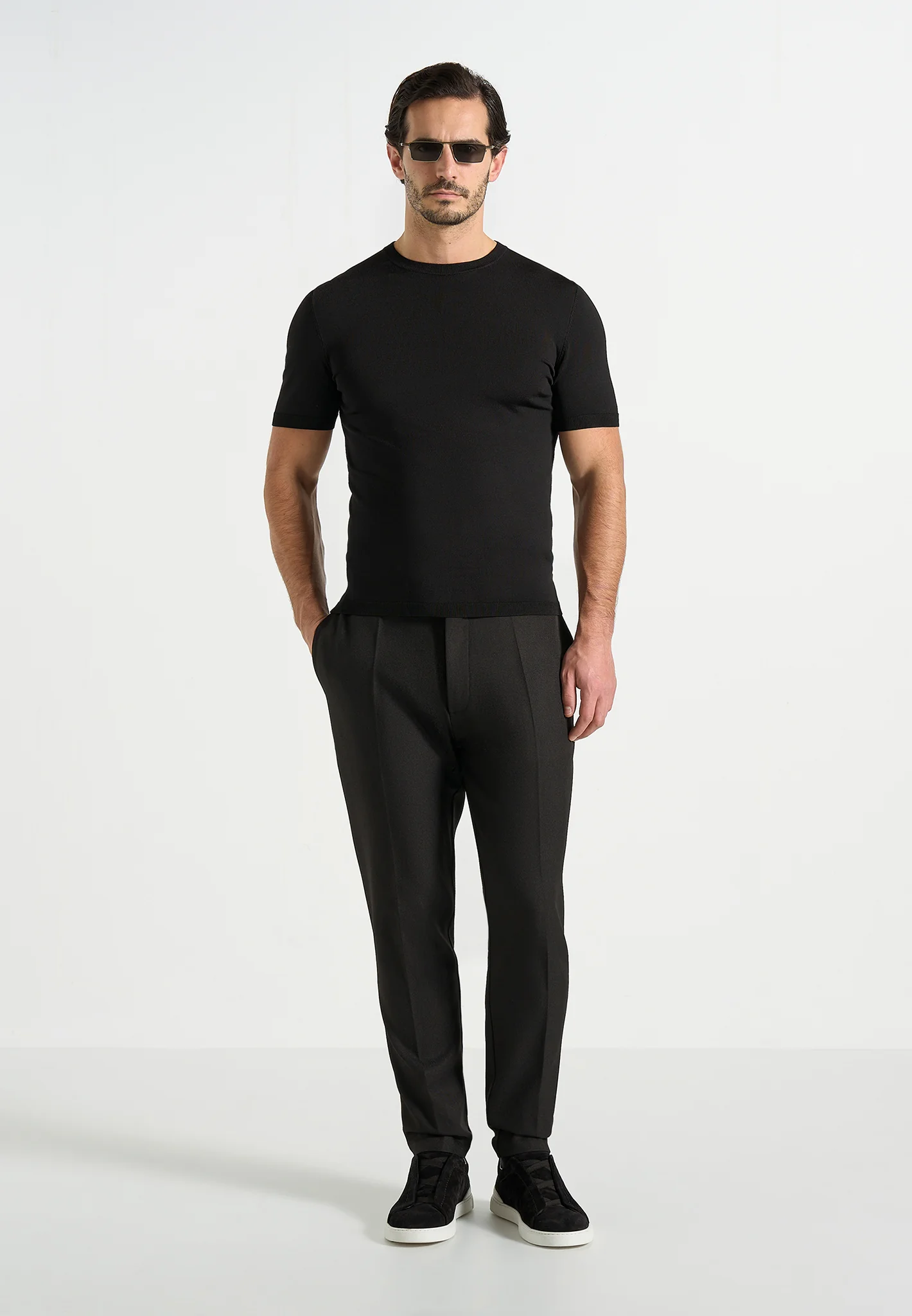 Hubert - Slim Fit Tailored Trousers - Black - Image 2