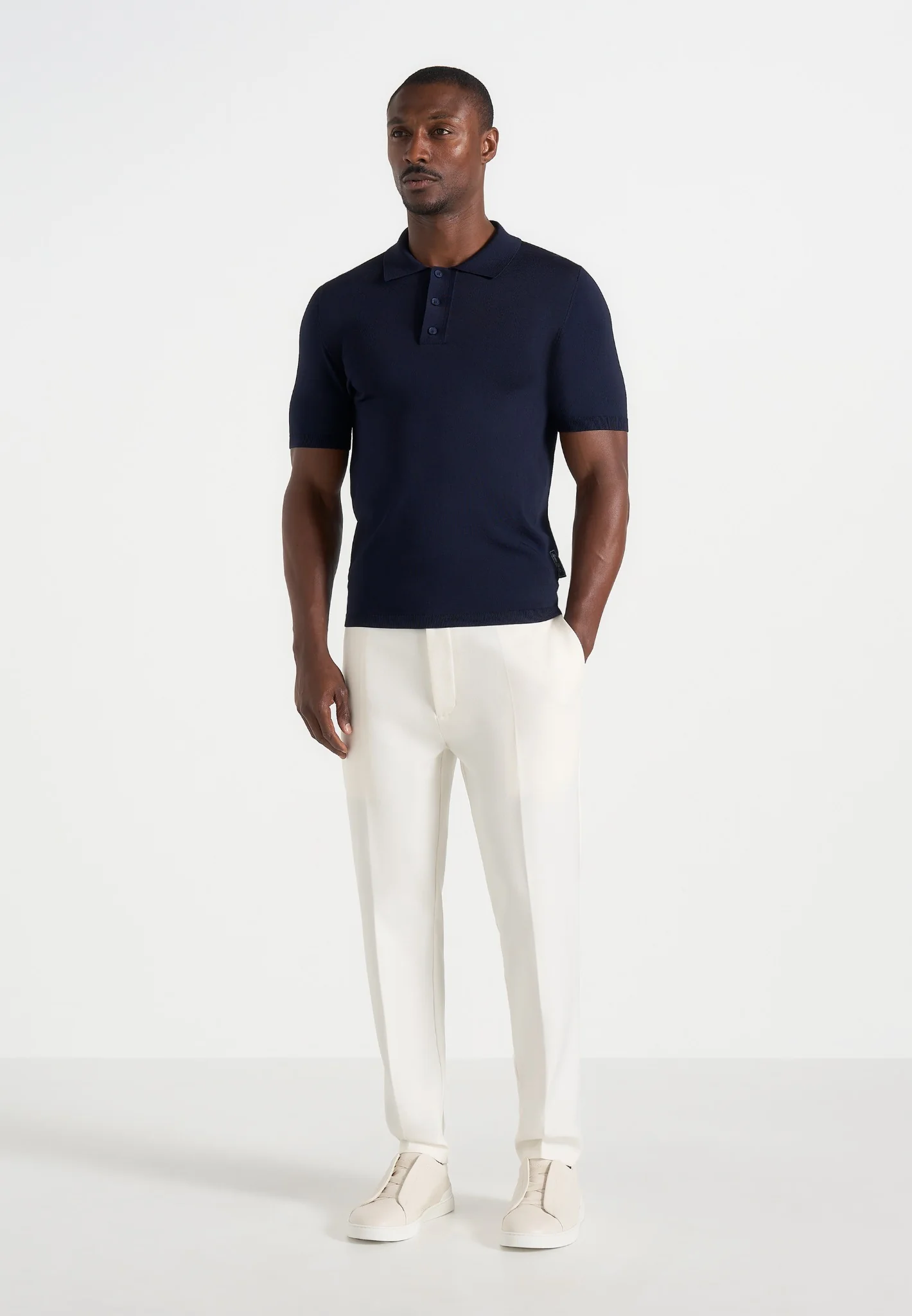 Hubert - Slim Fit Tailored Trousers - Off White - Image 2