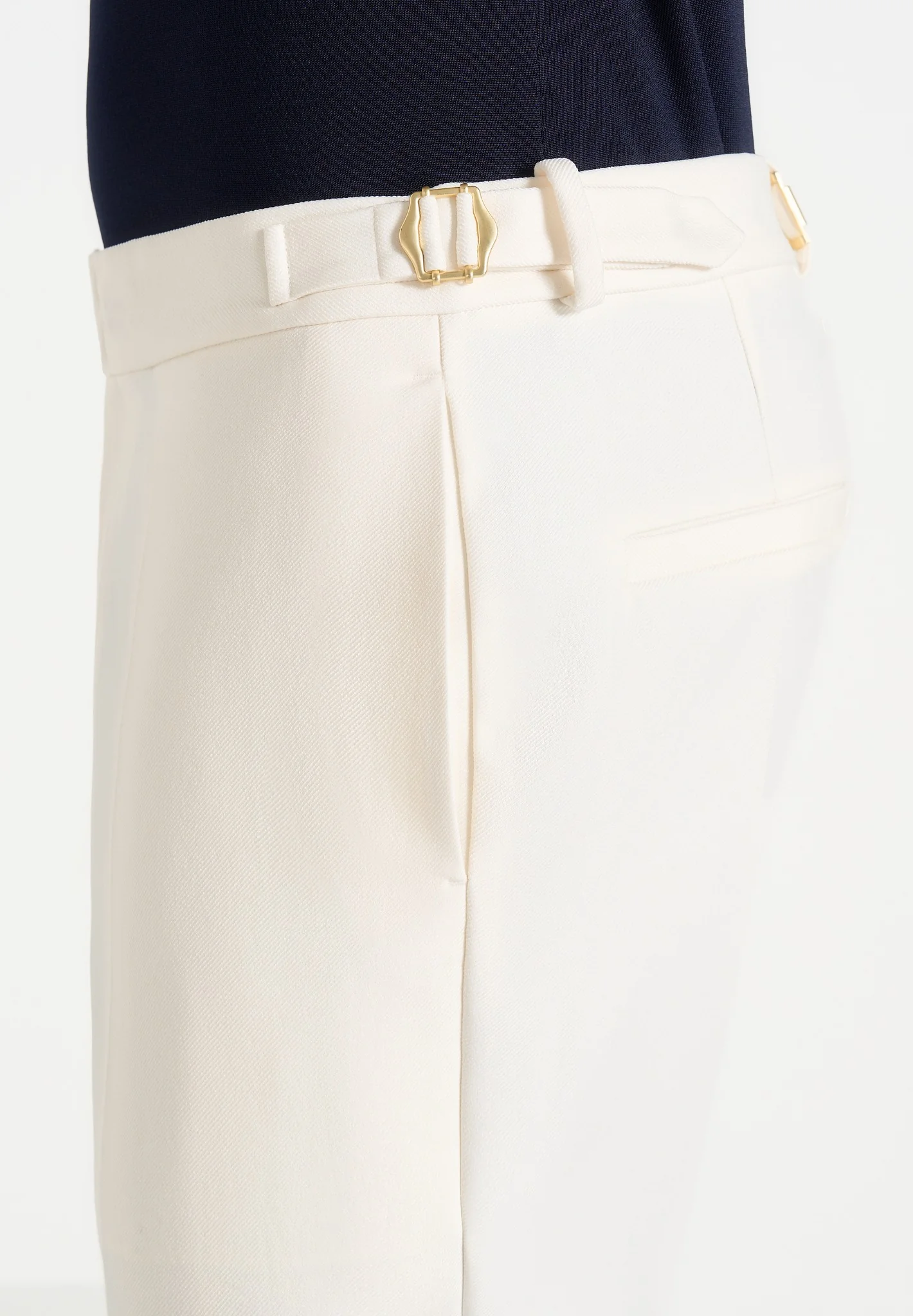 Hubert - Slim Fit Tailored Trousers - Off White - Image 3