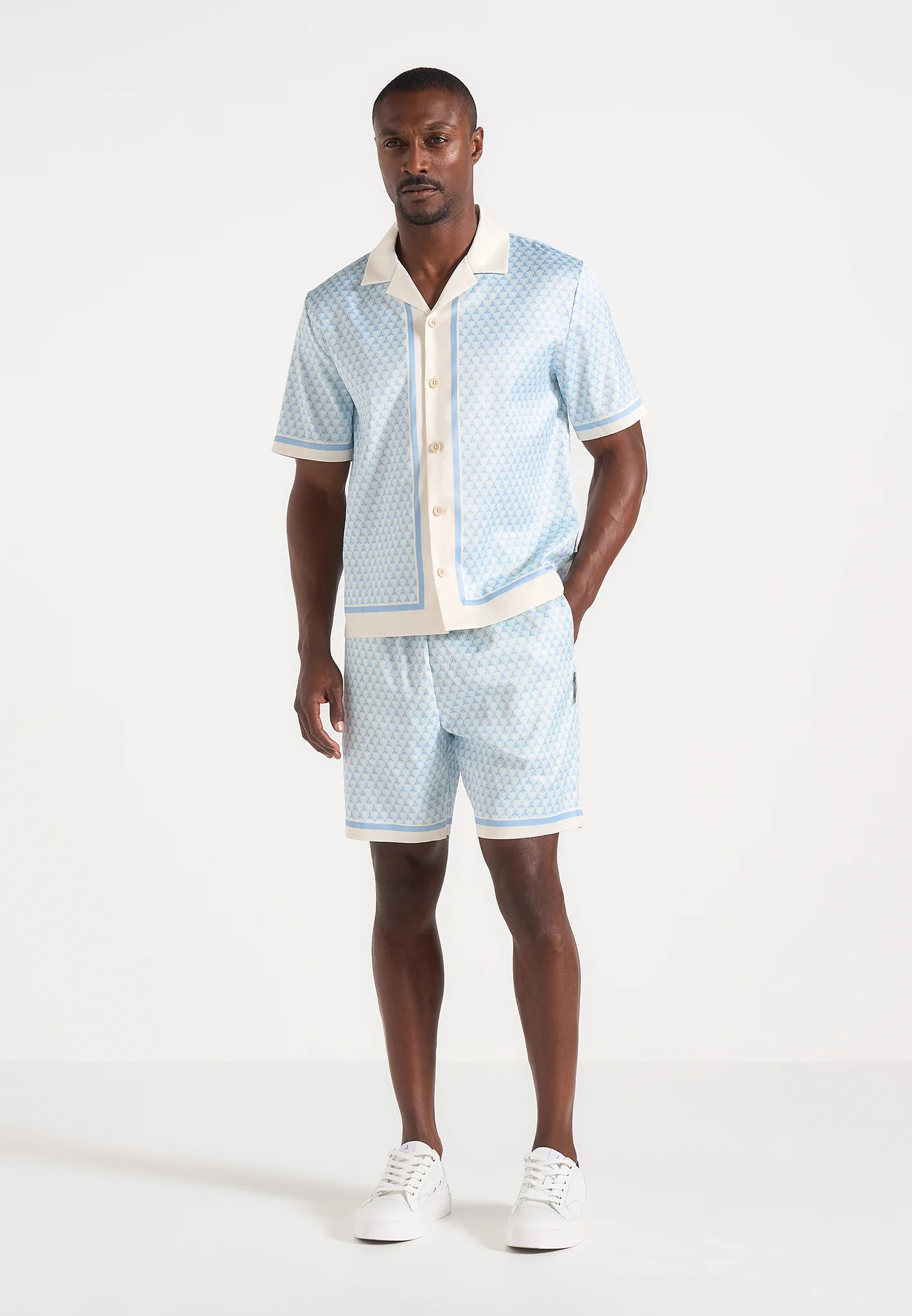 Idriss - Eiffel Monogram Resort Shirt - Pale Blue - Image 2