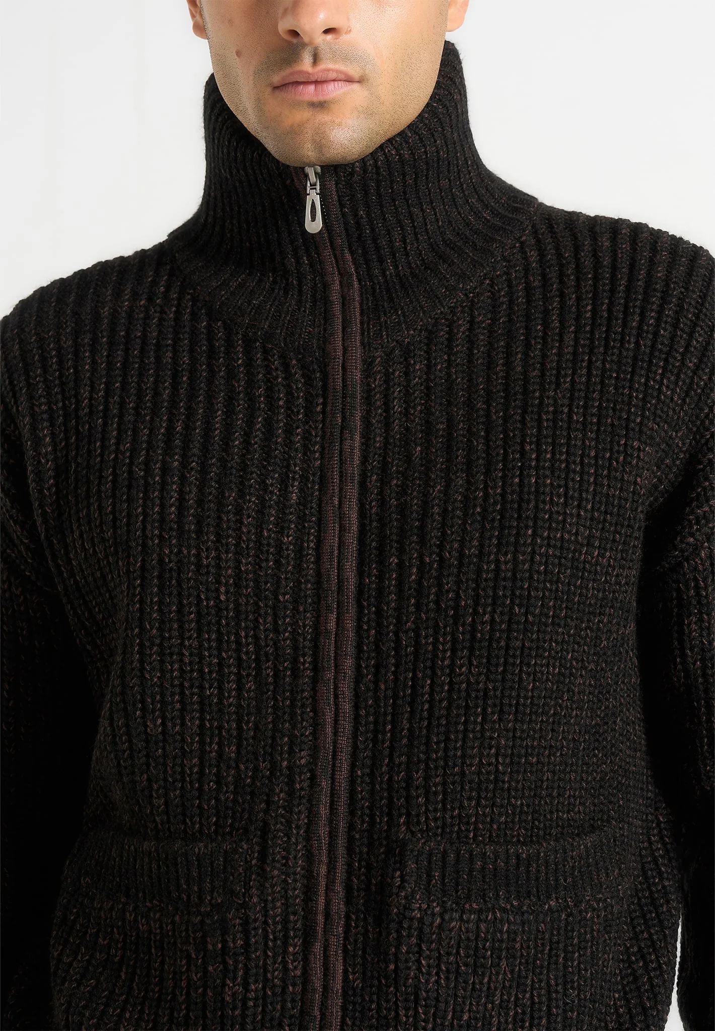 Jamie - Unisex Speckled Zip Through Jacket - Black - Image 6