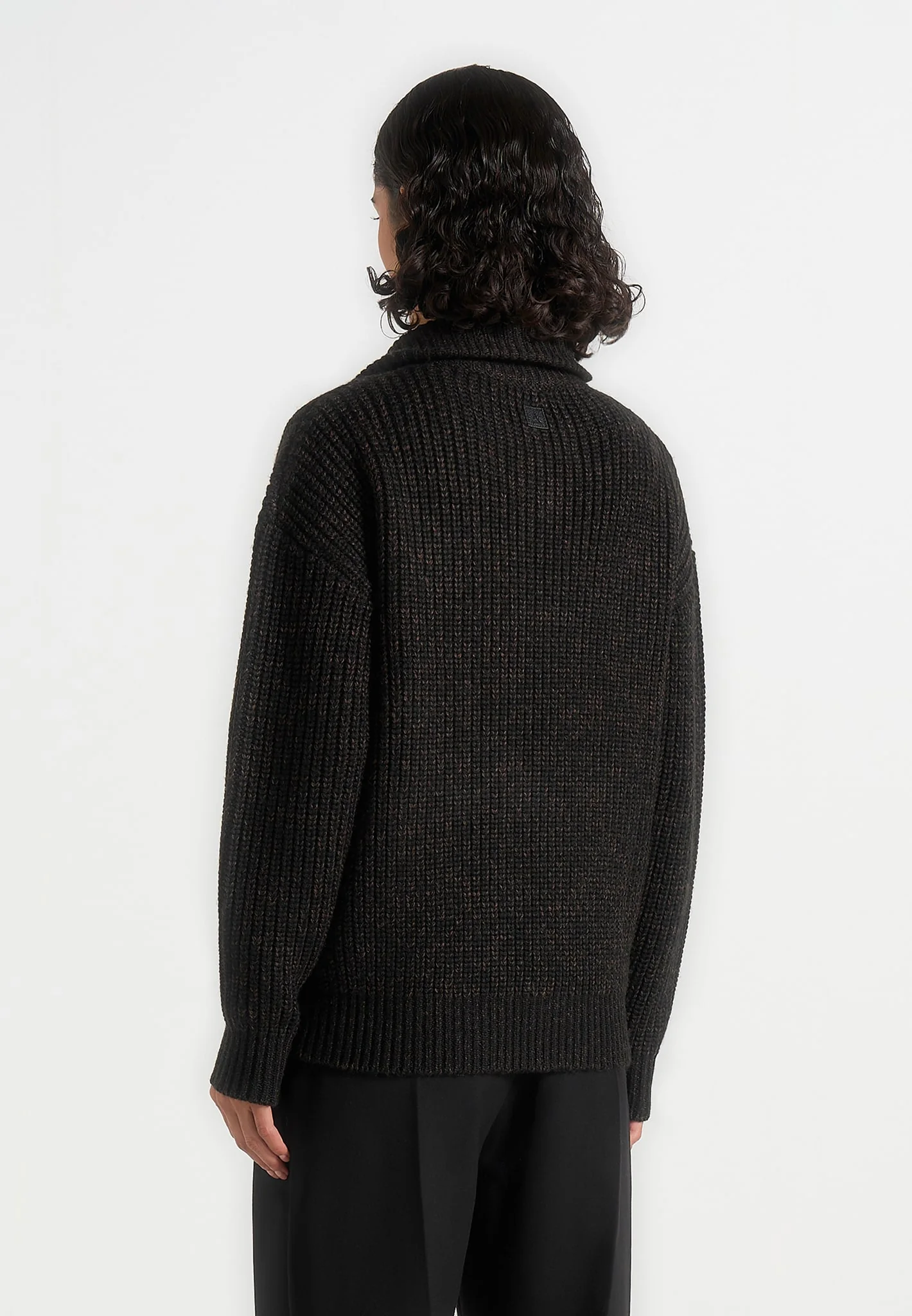 Jamie - Unisex Speckled Zip Through Jacket - Black - Image 9