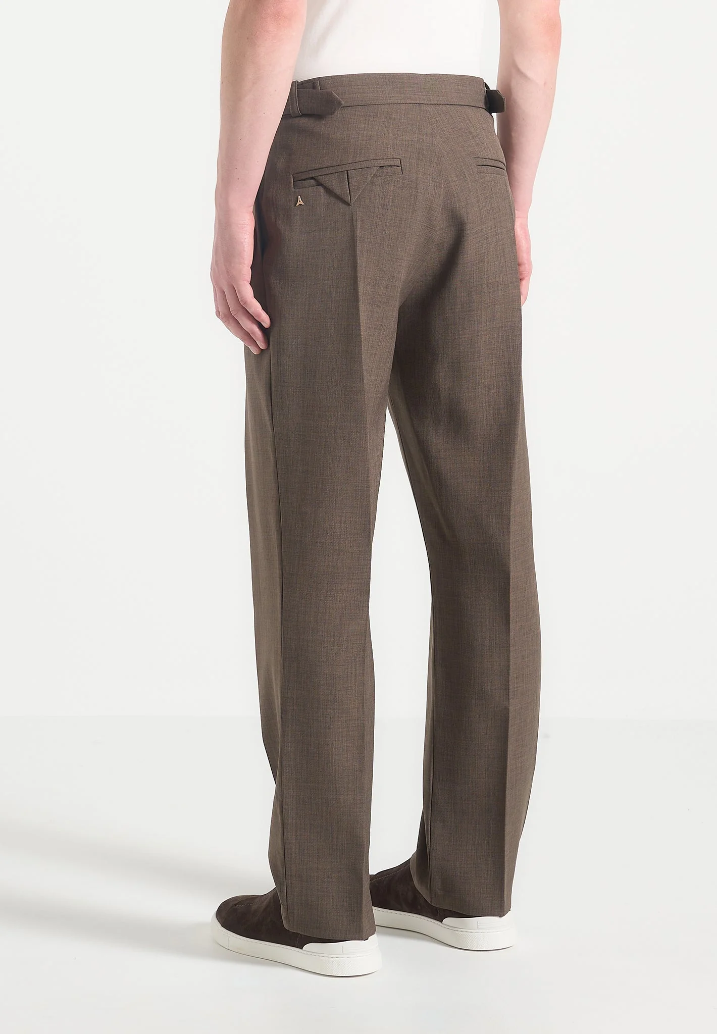 Joseph - Regular Fit Hatched Tailored Trousers - Light Brown - Image 4