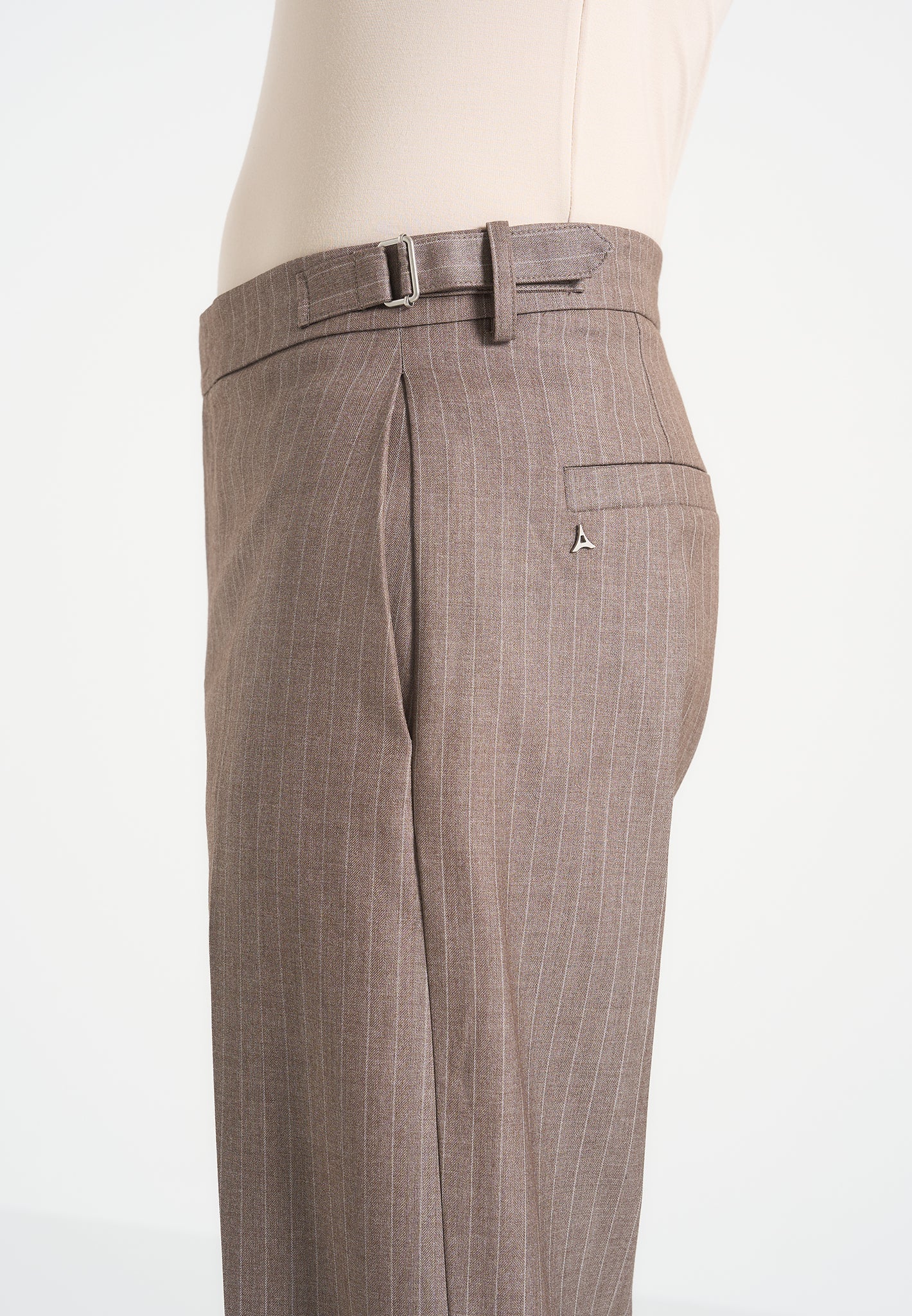 Joseph - Regular Fit Pinstripe Tailored Trousers - Taupe - Image 3
