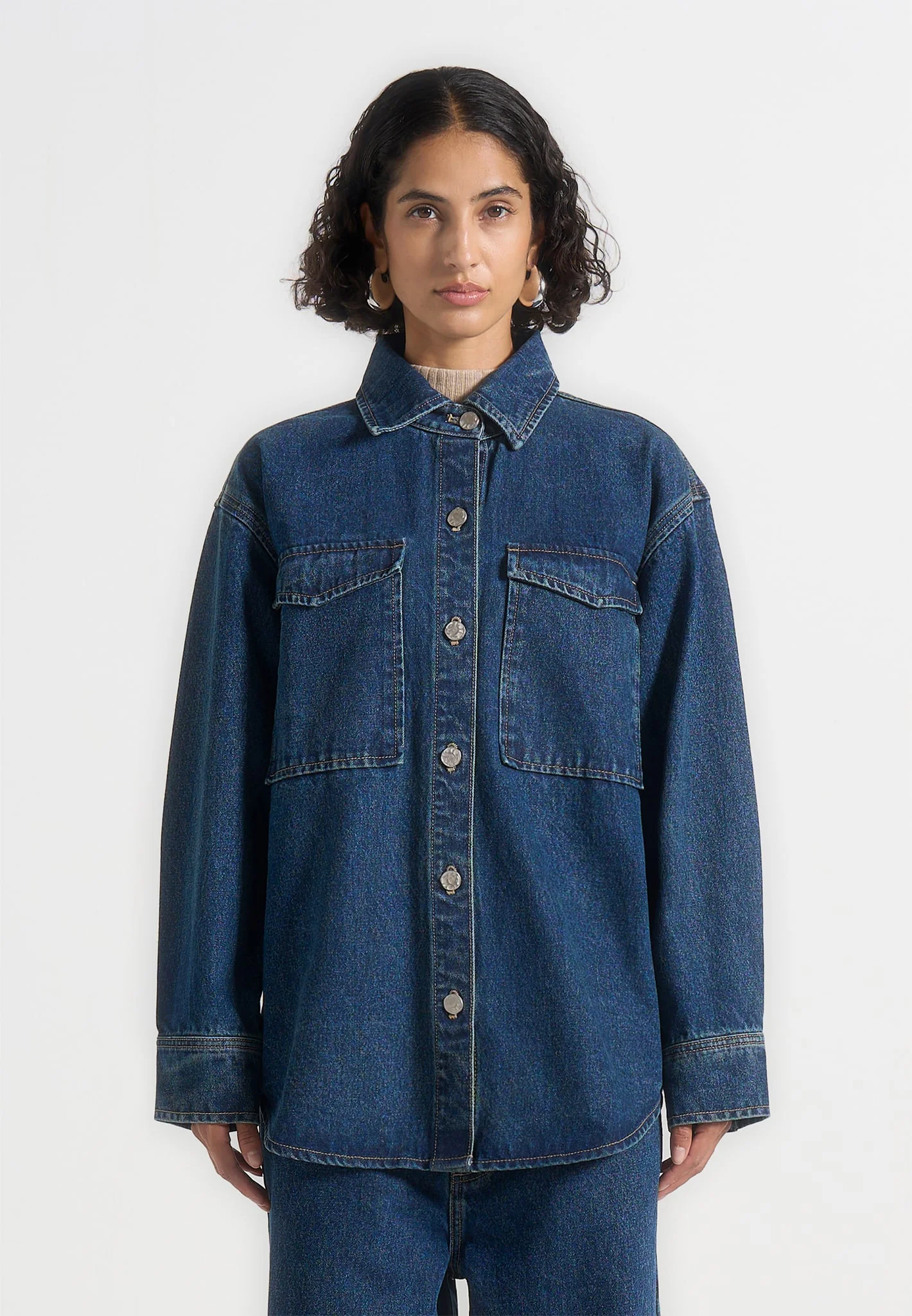 Joy - Oversized Denim Shirt - Indigo - Image 3