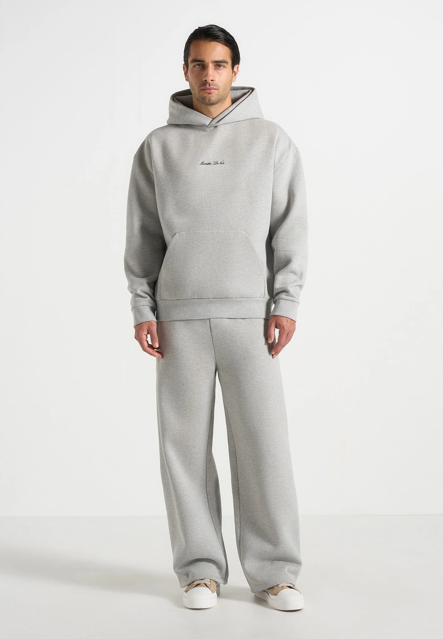 JS001 - Unisex Signature Relaxed Fit Hoodie - Grey Marl - Image 2