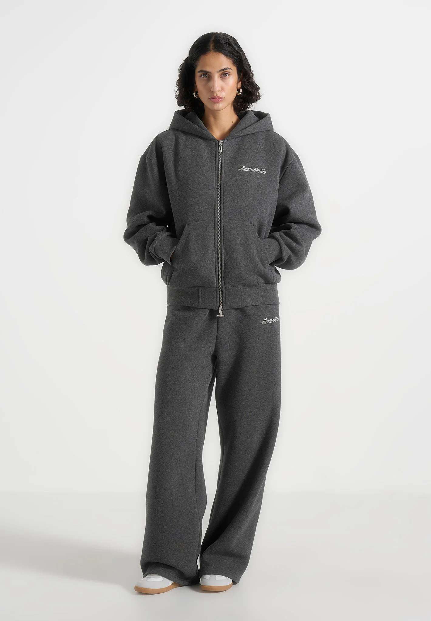JS002 - Unisex Signature Relaxed Fit Zip Hoodie - Charcoal Grey