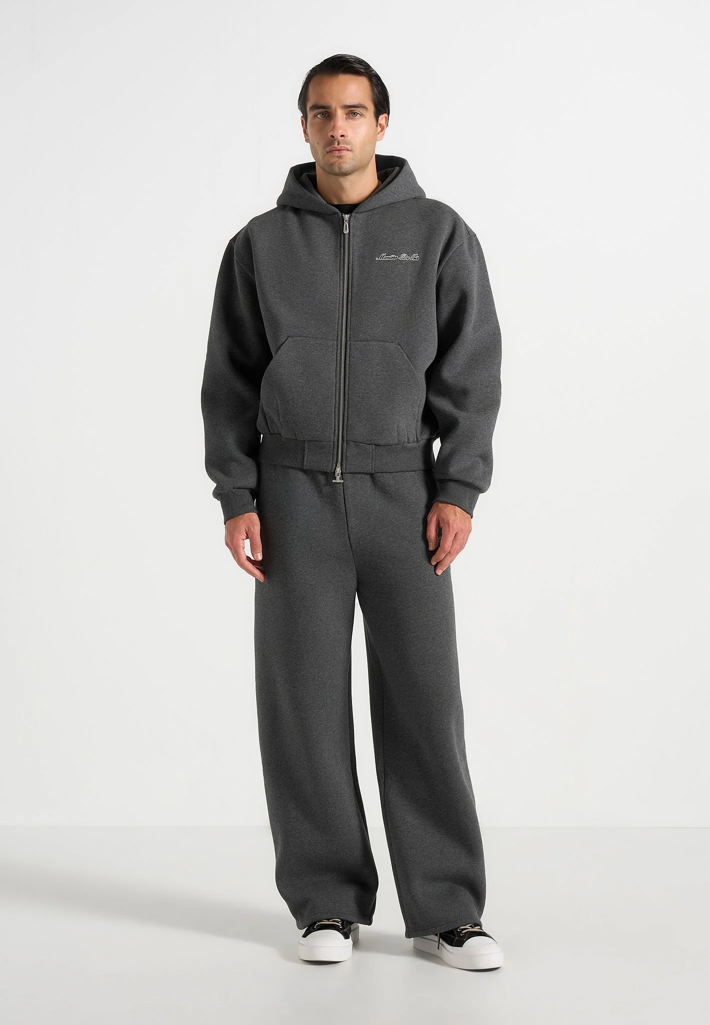 JS002 - Unisex Signature Relaxed Fit Zip Hoodie - Charcoal Grey - Image 2