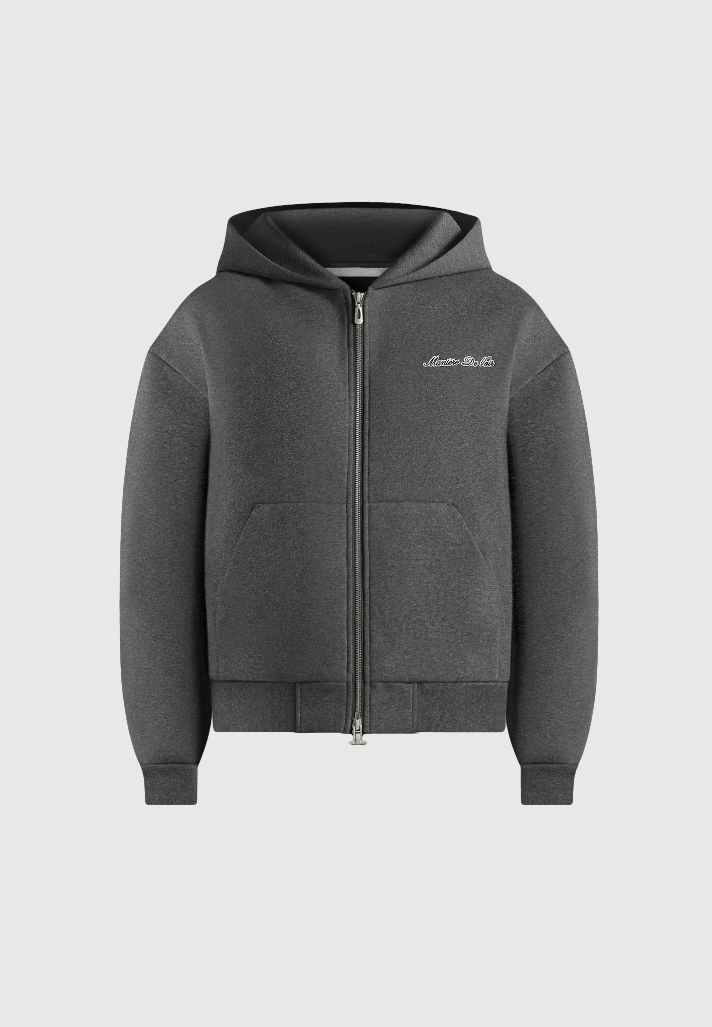 JS002 - Unisex Signature Relaxed Fit Zip Hoodie - Charcoal Grey - Image 3